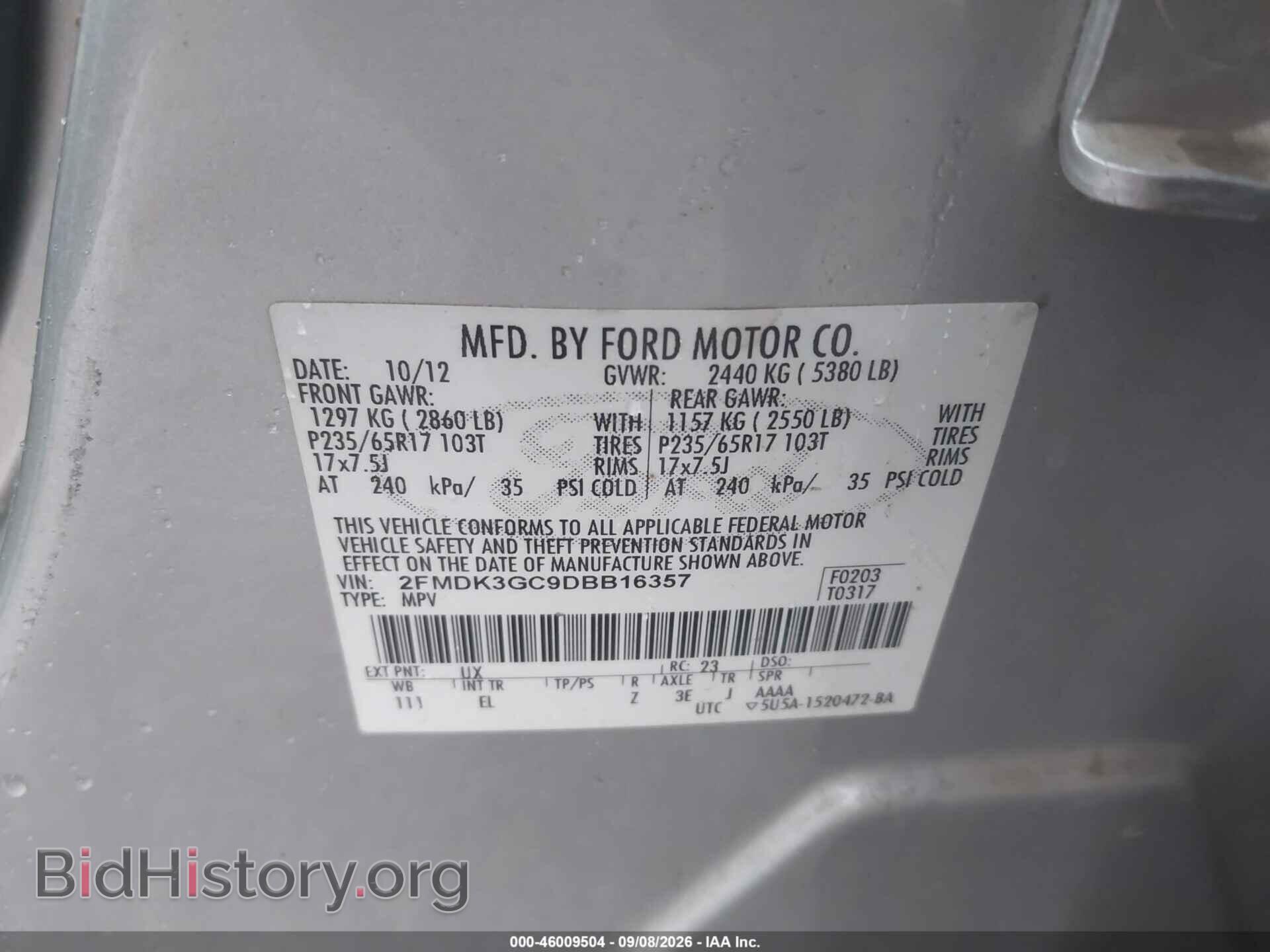 2013 FORD EDGE - VIN: 2FMDK3GC9DBB16357 - Photo 9