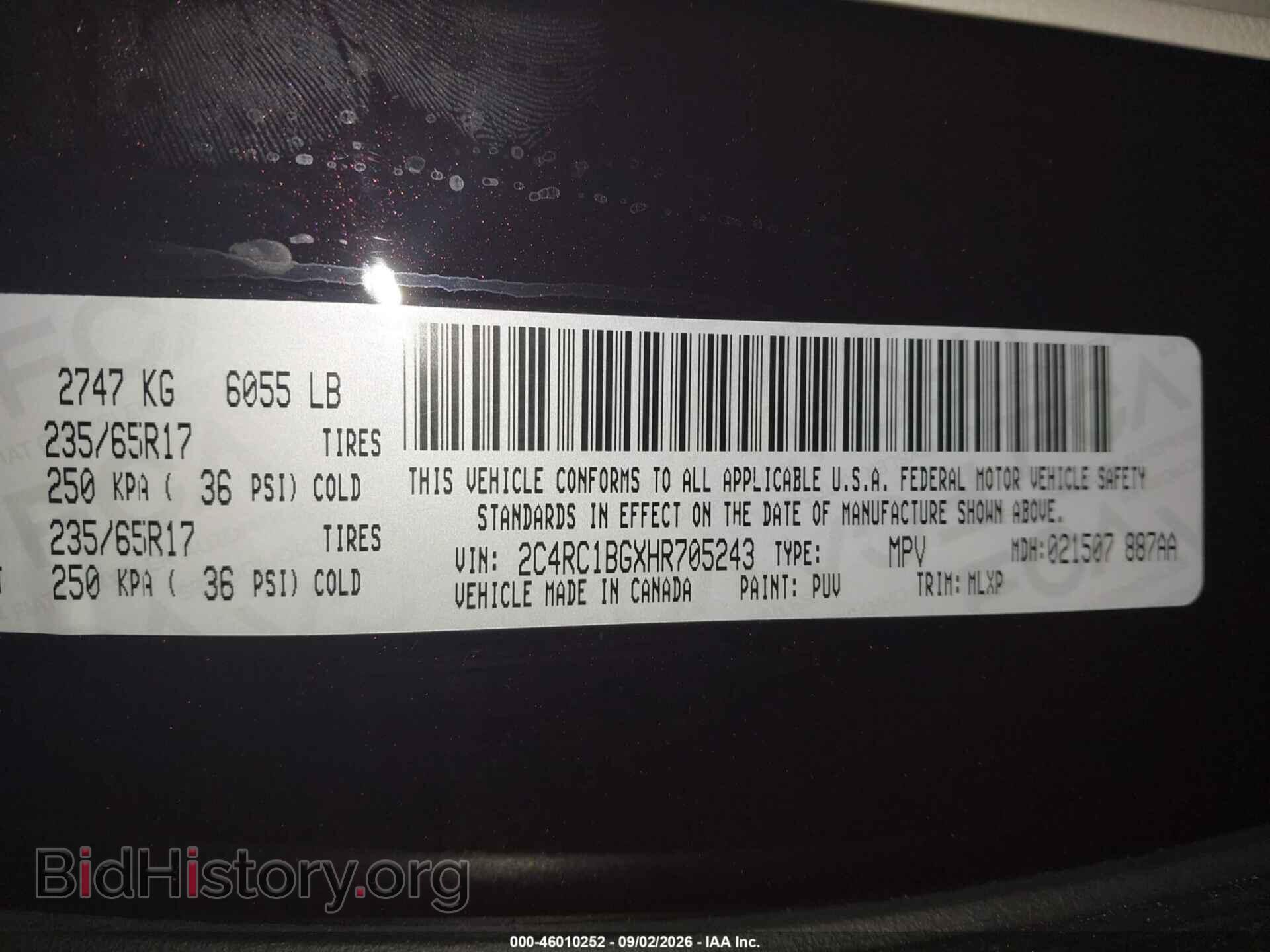 2017 CHRYSLER PACIFICA - VIN: 2C4RC1BGXHR705243 - Photo 9