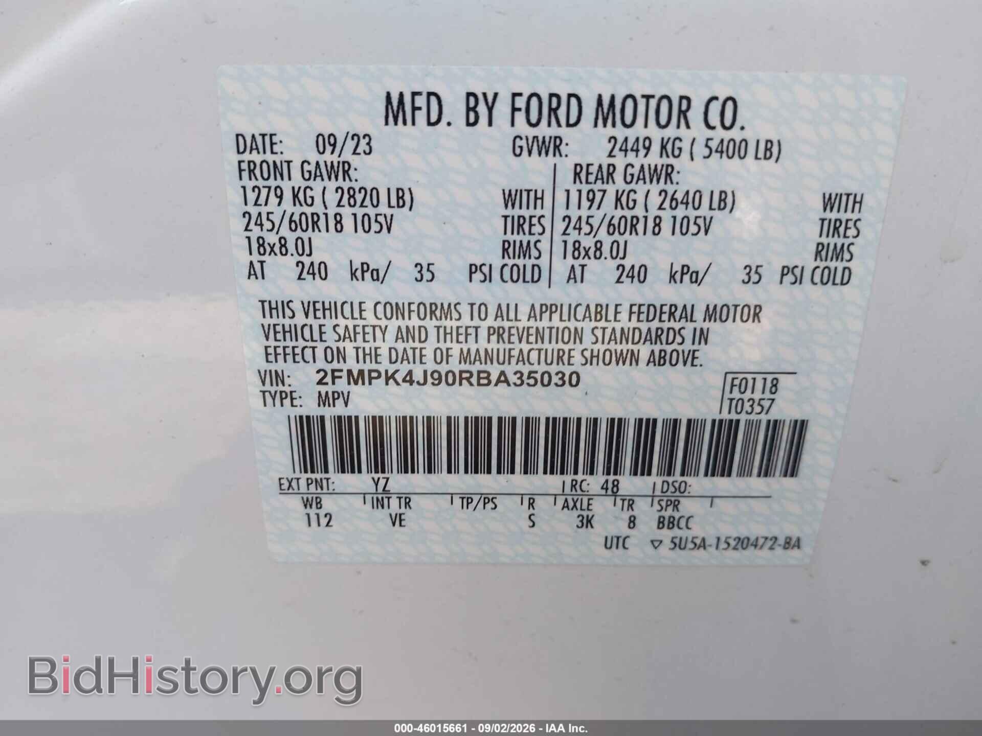 2024 FORD EDGE - VIN: 2FMPK4J90RBA35030 - Photo 9