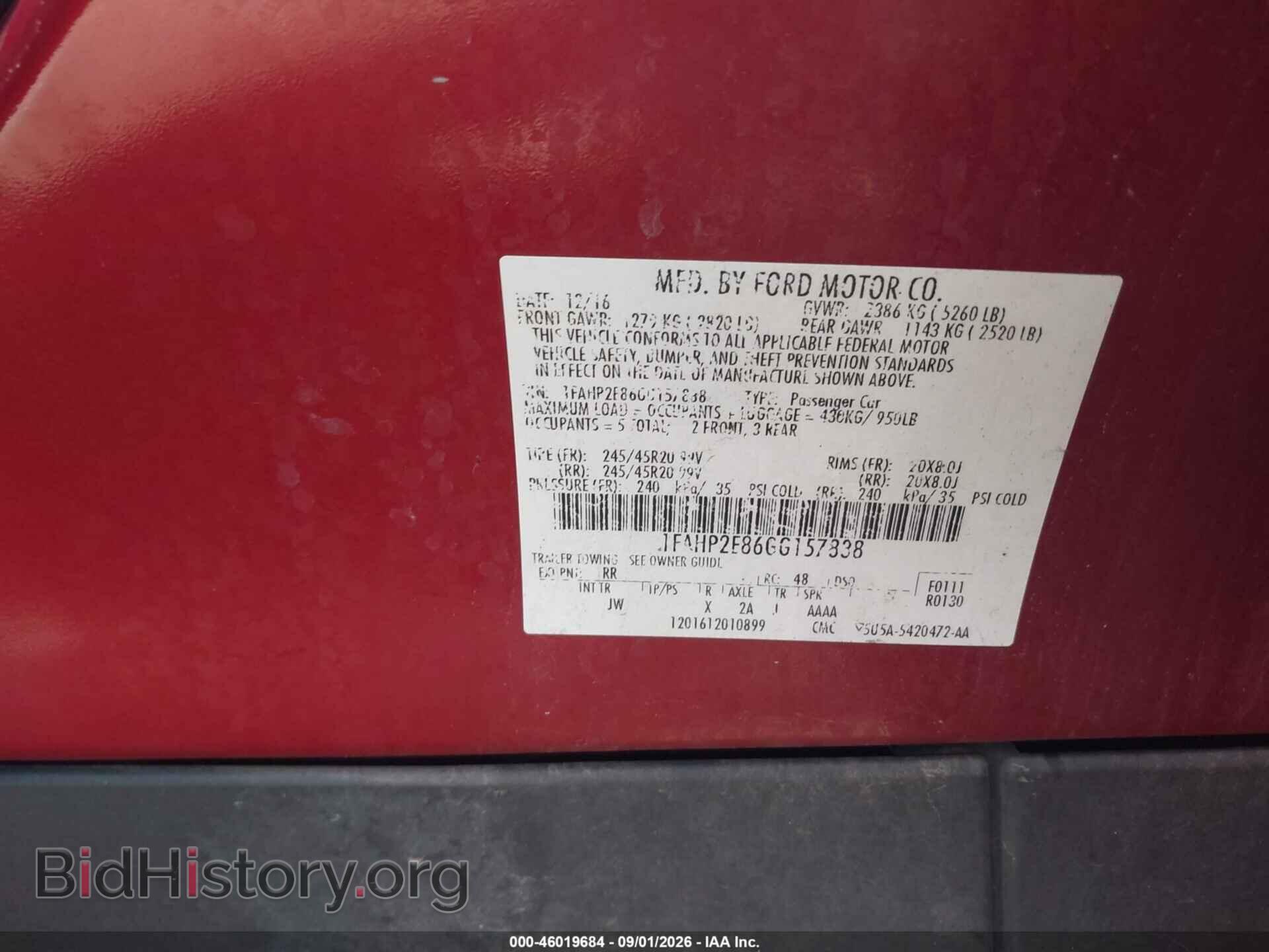 2016 FORD TAURUS - VIN: 1FAHP2E86GG157838 - Photo 9