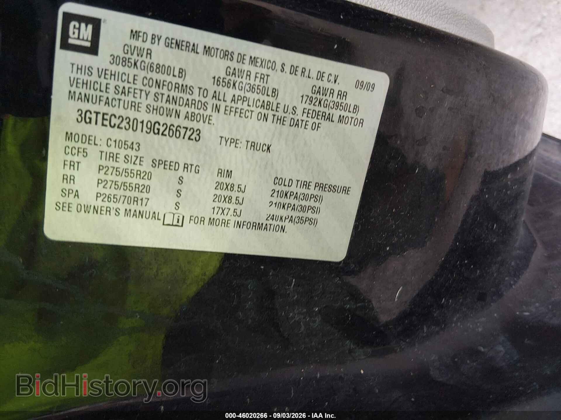 2009 GMC SIERRA 1500 - VIN: 3GTEC23019G266723 - Photo 9