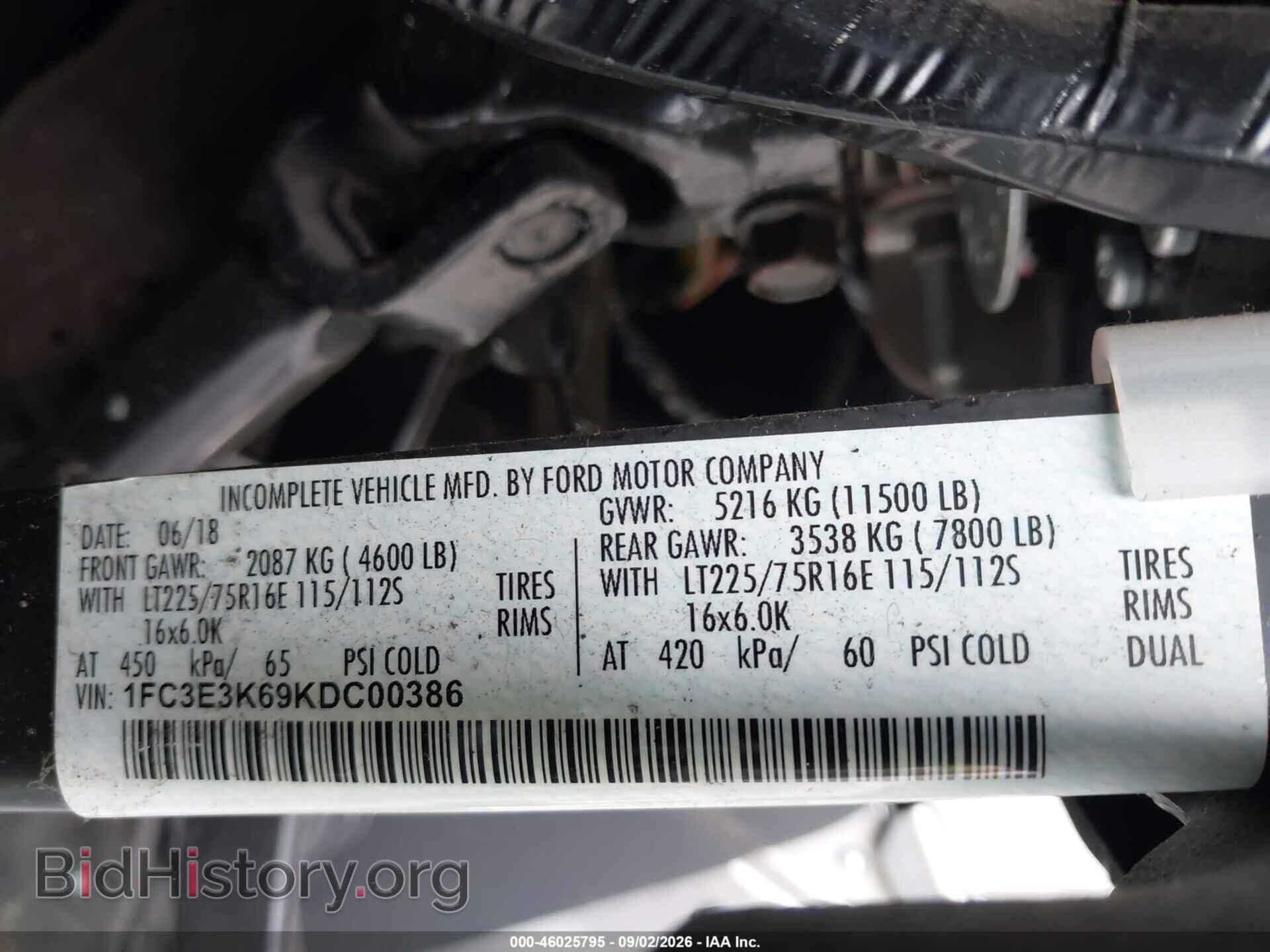 2019 FORD E-350 STRIPPED - VIN: 1FC3E3K69KDC00386 - Фото 9