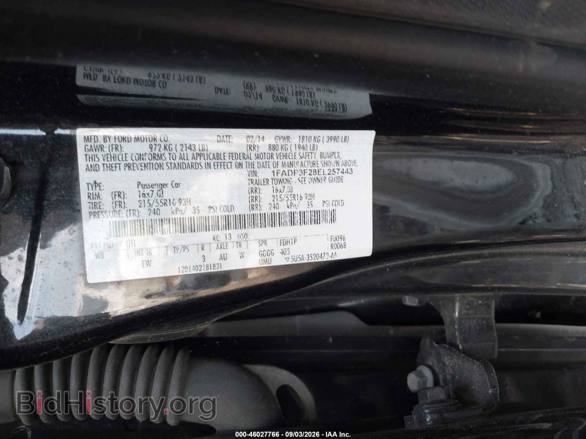 2014 FORD FOCUS - VIN: 1FADP3F28EL257443 - Фото 9