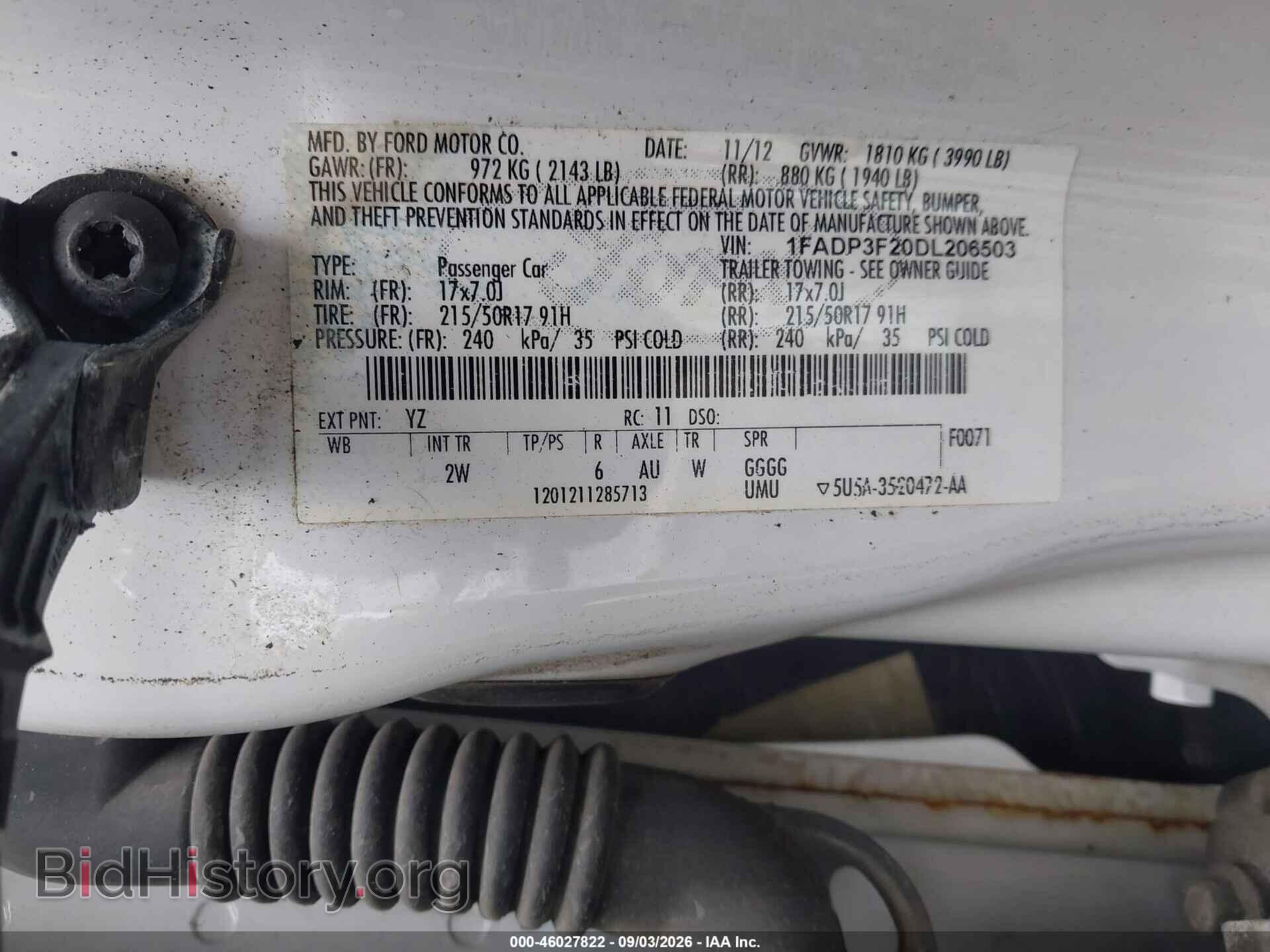 2013 FORD FOCUS - VIN: 1FADP3F20DL206503 - Фото 9