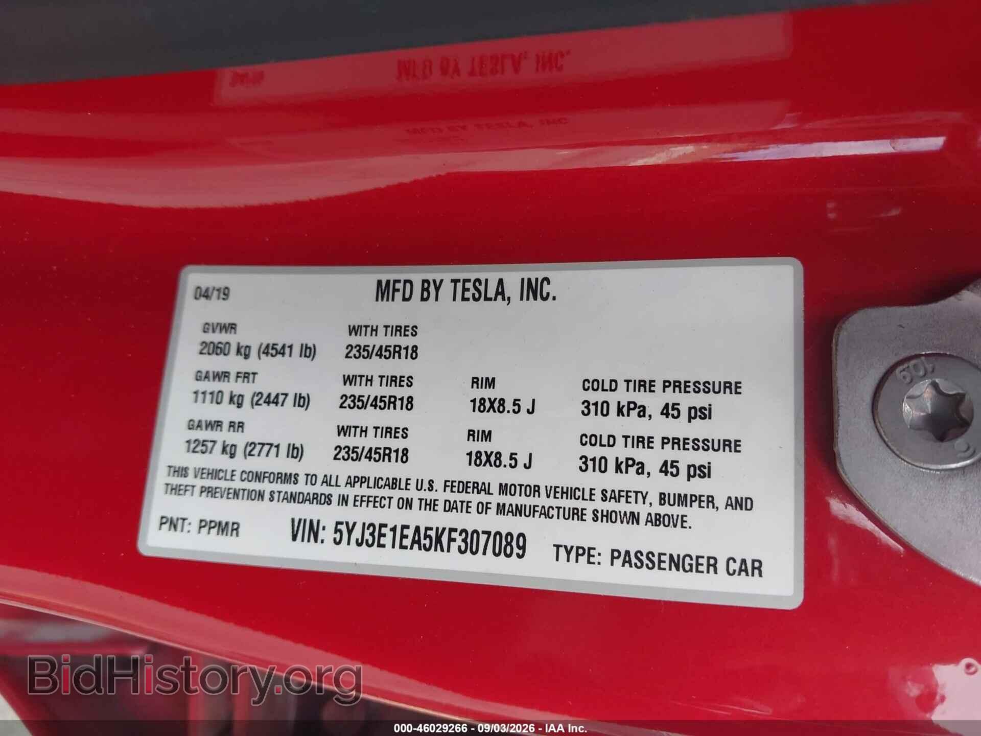 2019 TESLA MODEL 3 - VIN: 5YJ3E1EA5KF307089 - Photo 9