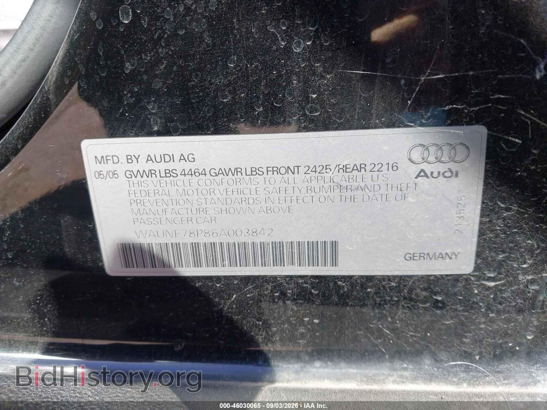 2006 AUDI A3 - VIN: WAUNF78P86A003842 - Фото 9