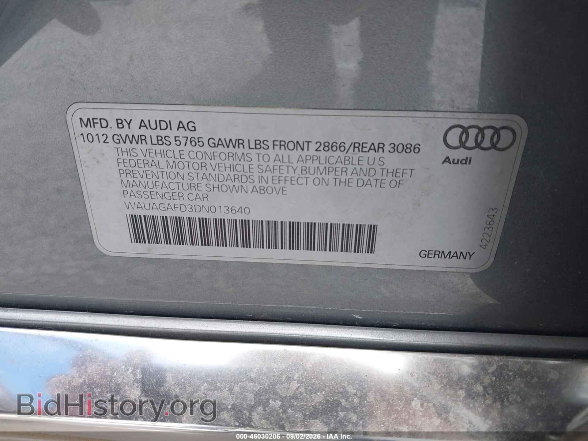 2013 AUDI A8 - VIN: WAUAGAFD3DN013640 - Photo 9