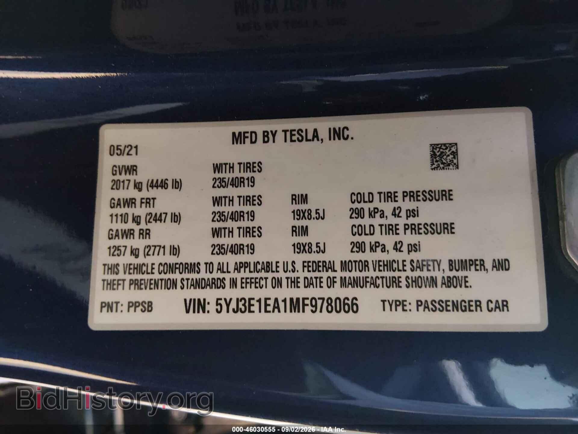 2021 TESLA MODEL 3 - VIN: 5YJ3E1EA1MF978066 - Photo 9