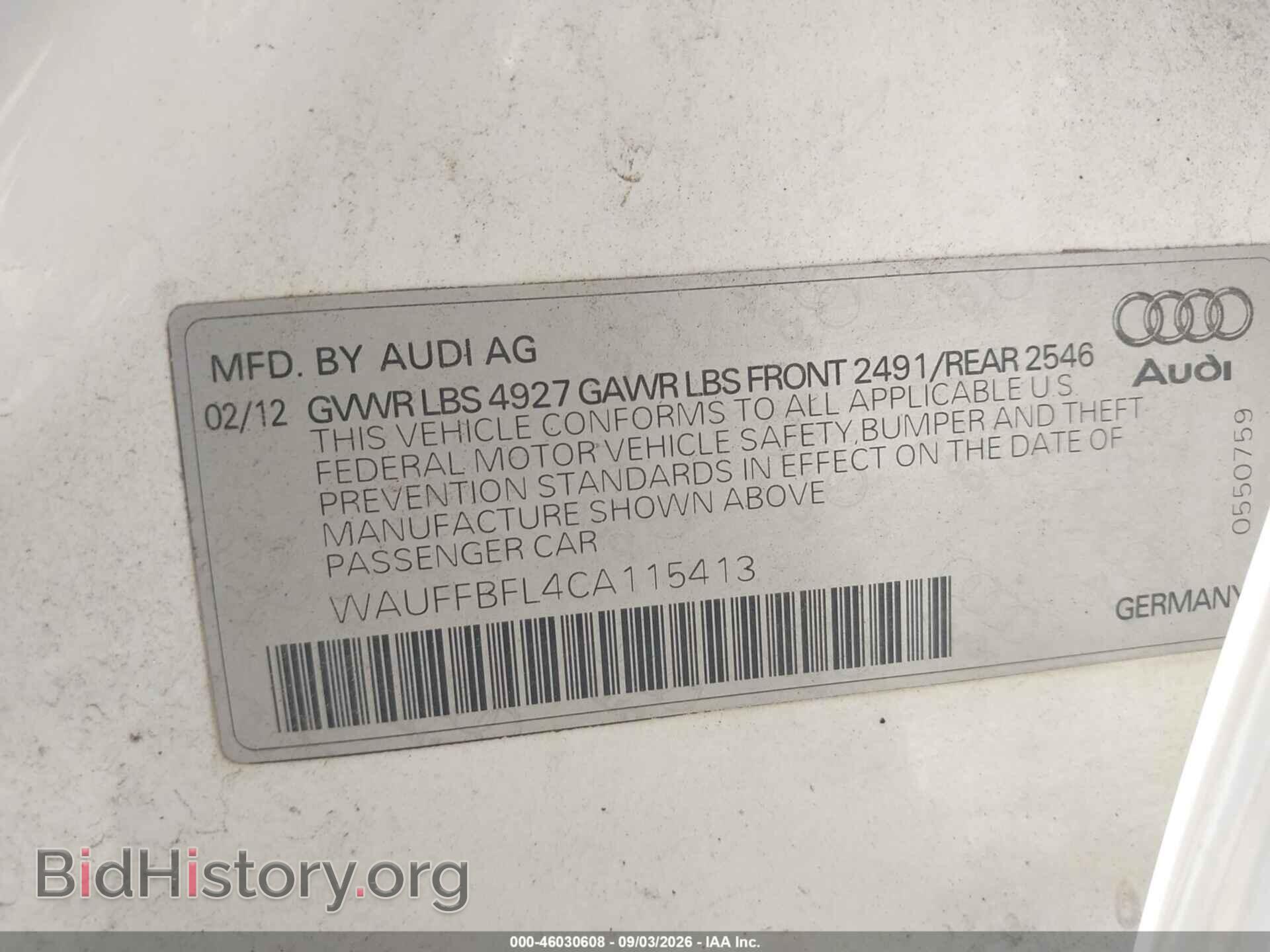 2012 AUDI A4 - VIN: WAUFFBFL4CA115413 - Photo 9