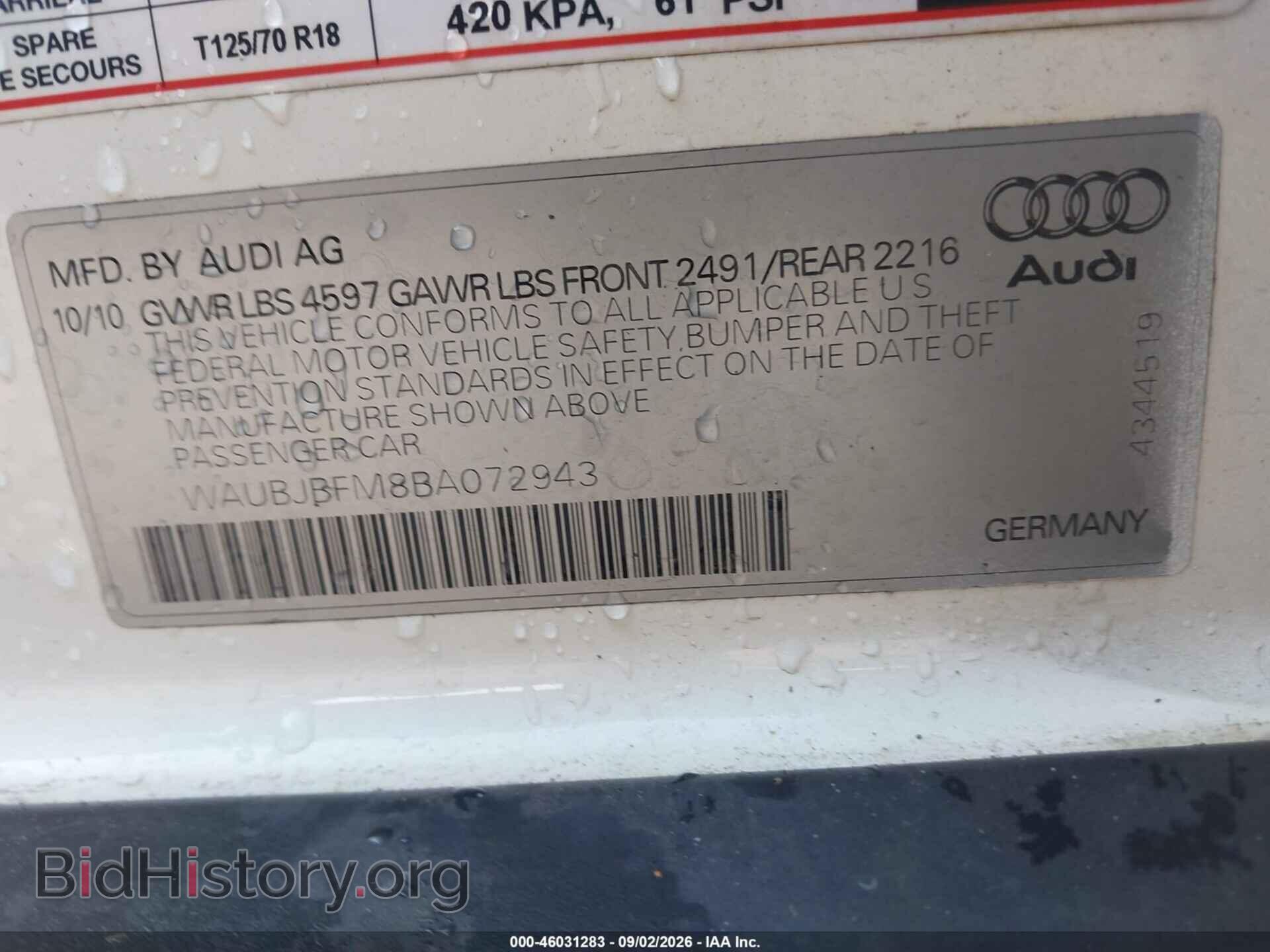 2011 AUDI A3 - VIN: WAUBJBFM8BA072943 - Photo 9