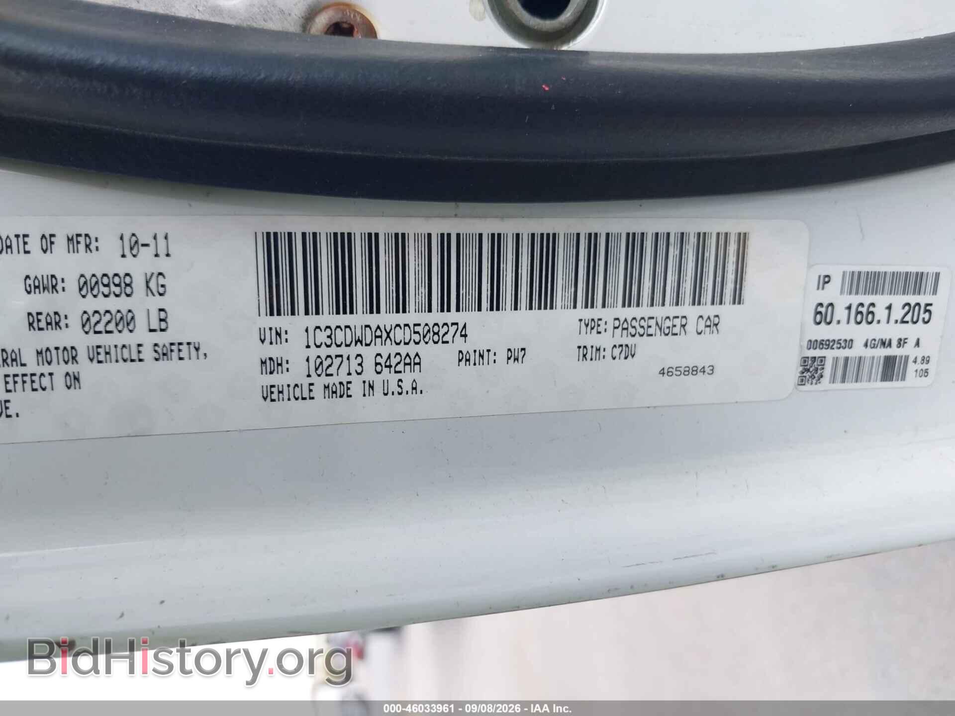 2012 DODGE CALIBER - VIN: 1C3CDWDAXCD508274 - Photo 9
