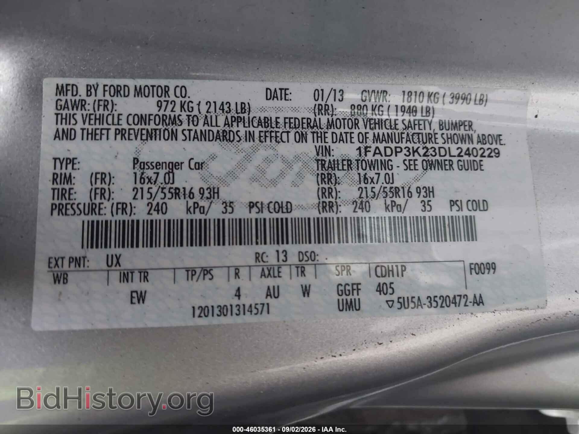 2013 FORD FOCUS - VIN: 1FADP3K23DL240229 - Фото 9
