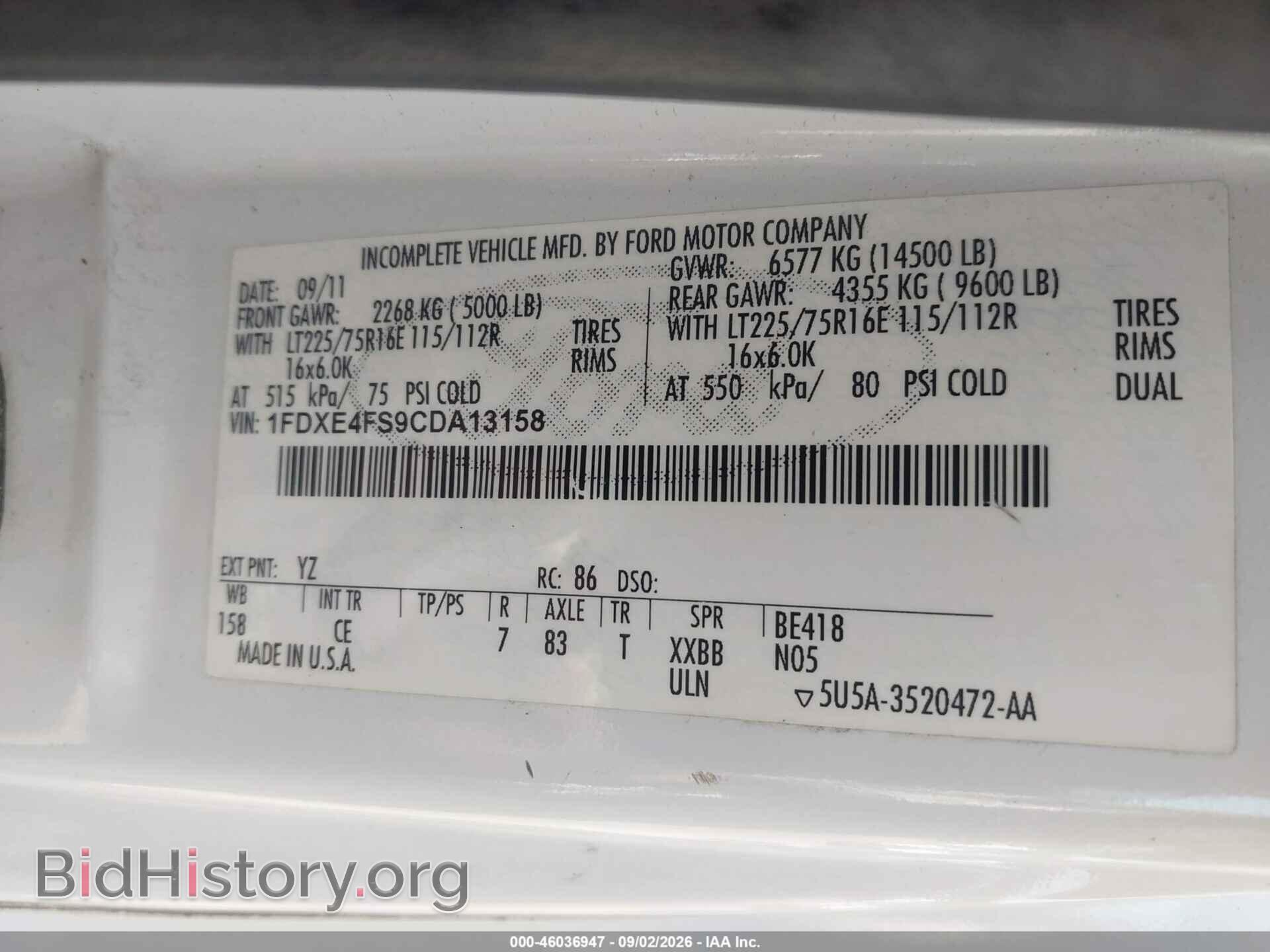 2012 FORD E-450 CUTAWAY - VIN: 1FDXE4FS9CDA13158 - Photo 8