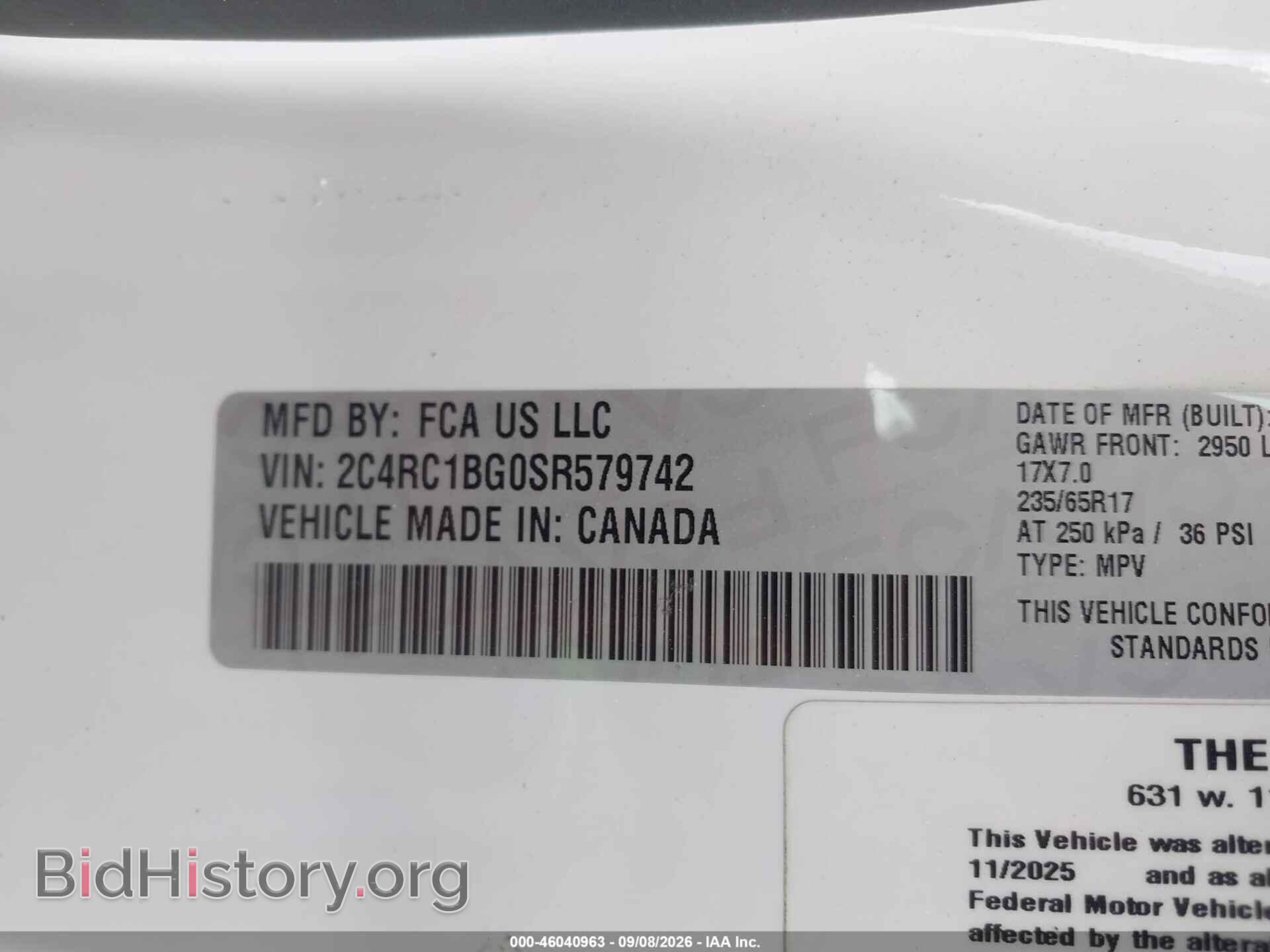 2025 CHRYSLER PACIFICA - VIN: 2C4RC1BG0SR579742 - Photo 9