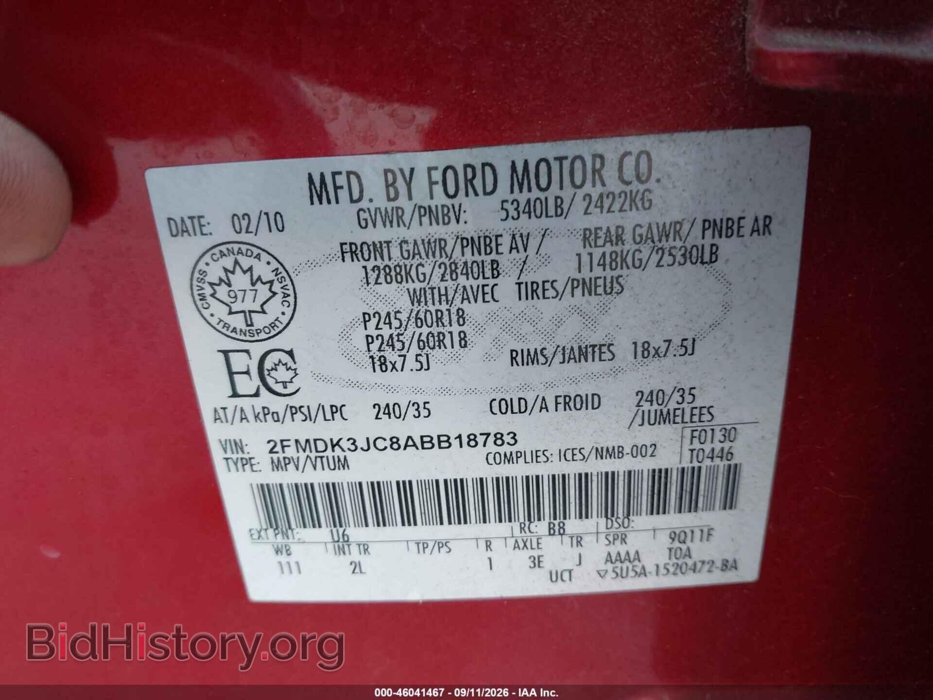 2010 FORD EDGE - VIN: 2FMDK3JC8ABB18783 - Photo 9