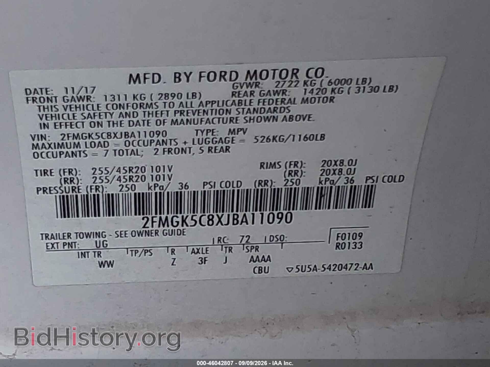 2018 FORD FLEX - VIN: 2FMGK5C8XJBA11090 - Photo 9