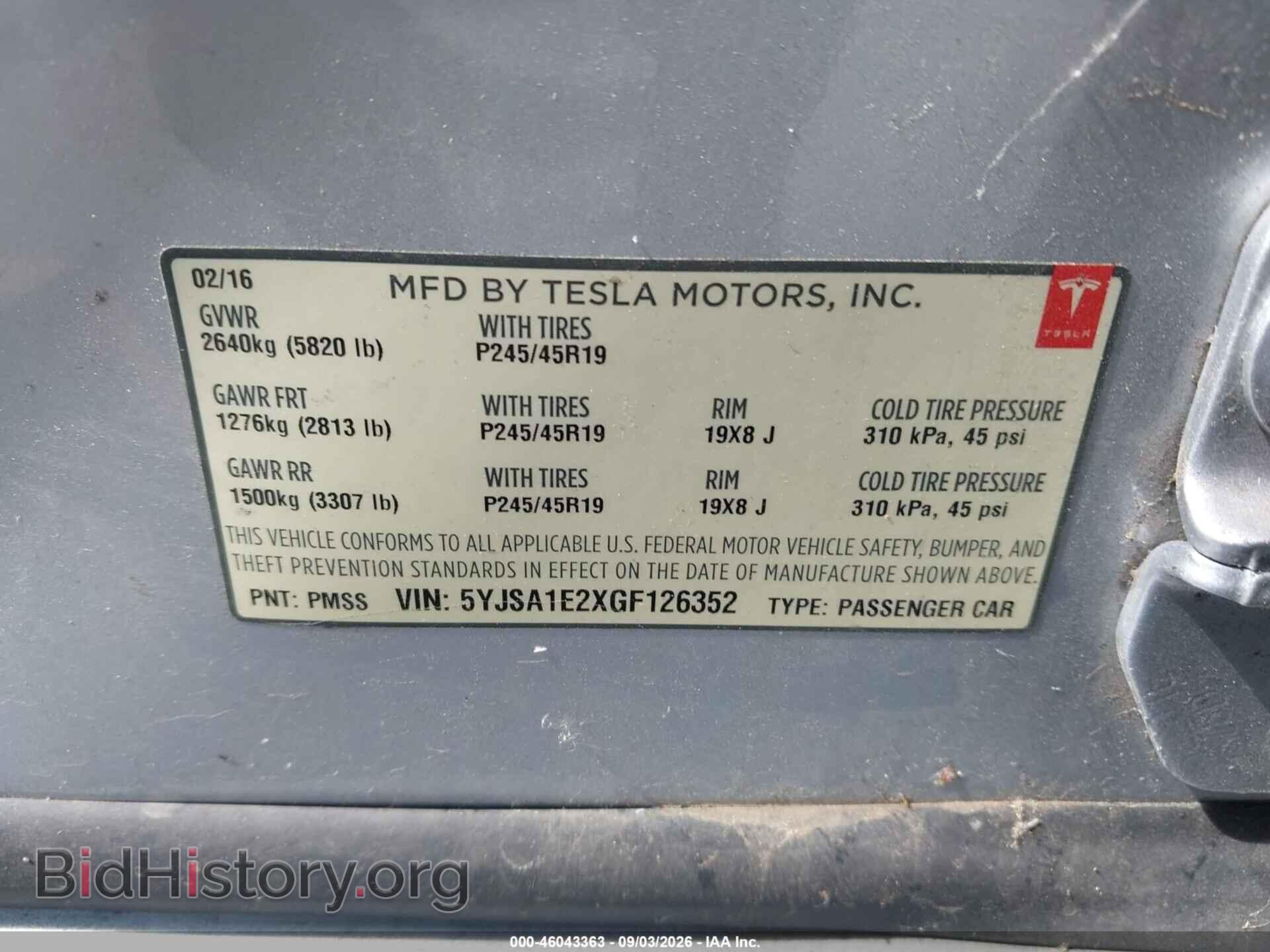 2016 TESLA MODEL S - VIN: 5YJSA1E2XGF126352 - Photo 9