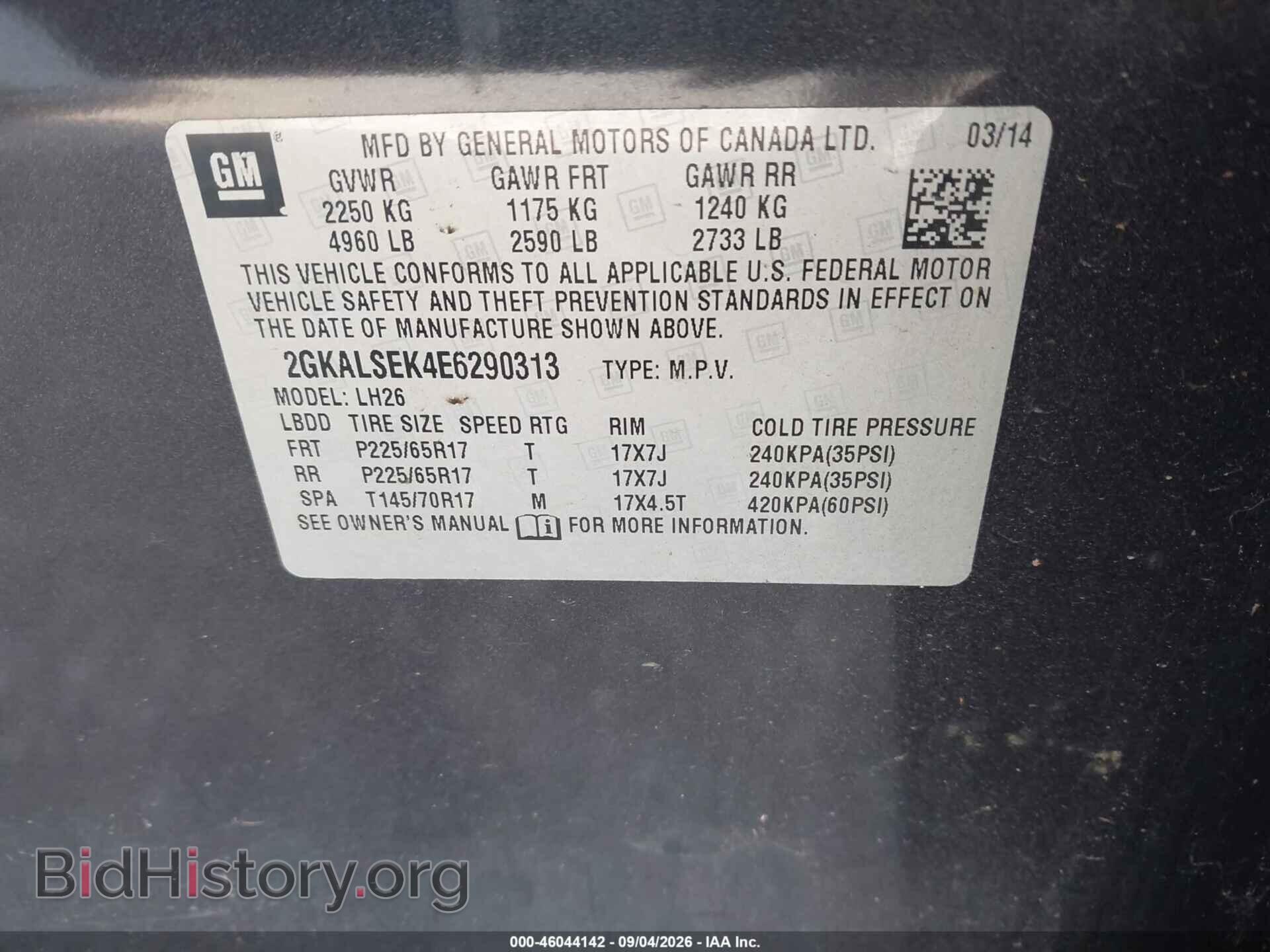 2014 GMC TERRAIN - VIN: 2GKALSEK4E6290313 - Photo 9