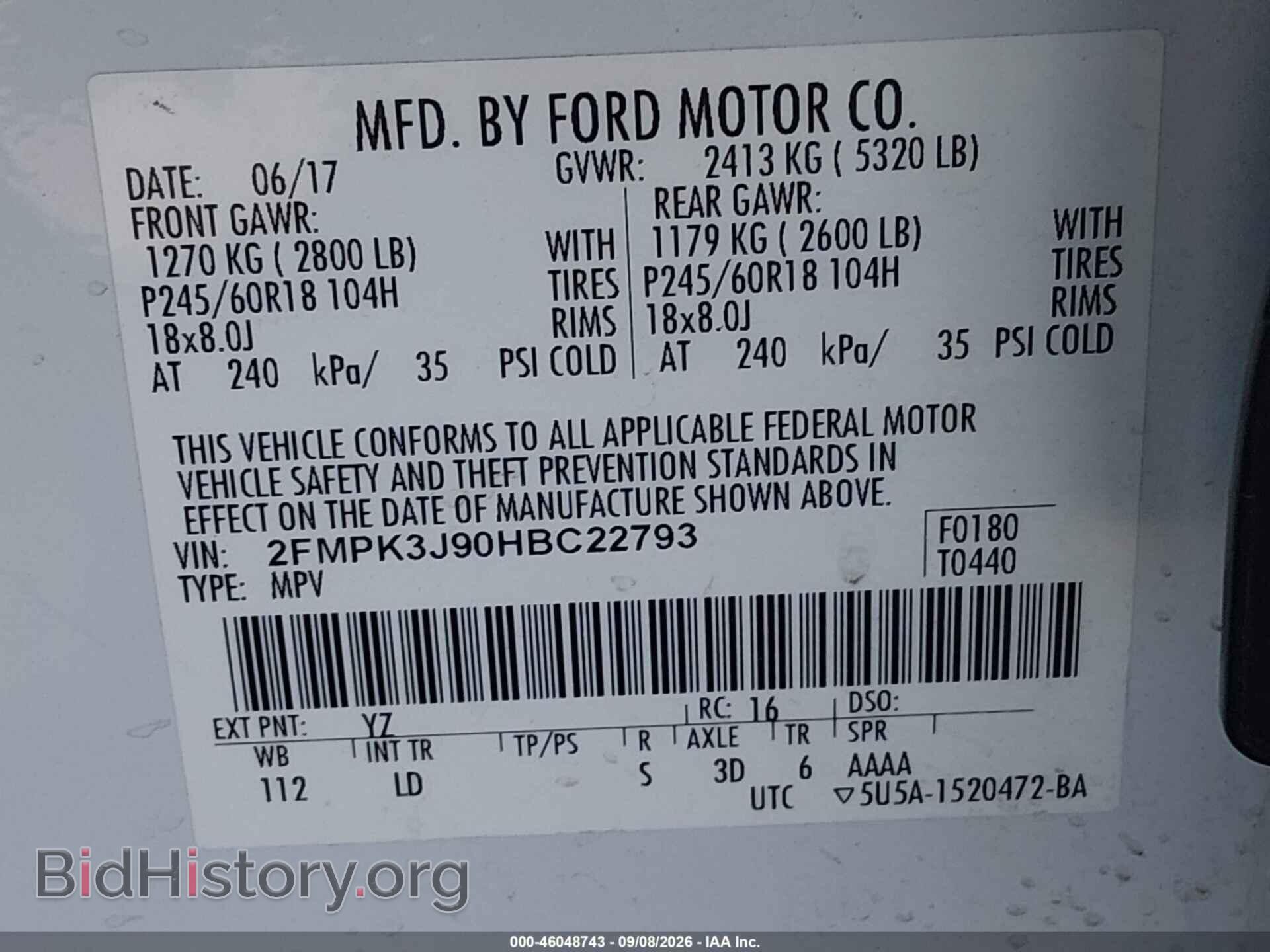 2017 FORD EDGE - VIN: 2FMPK3J90HBC22793 - Фото 9