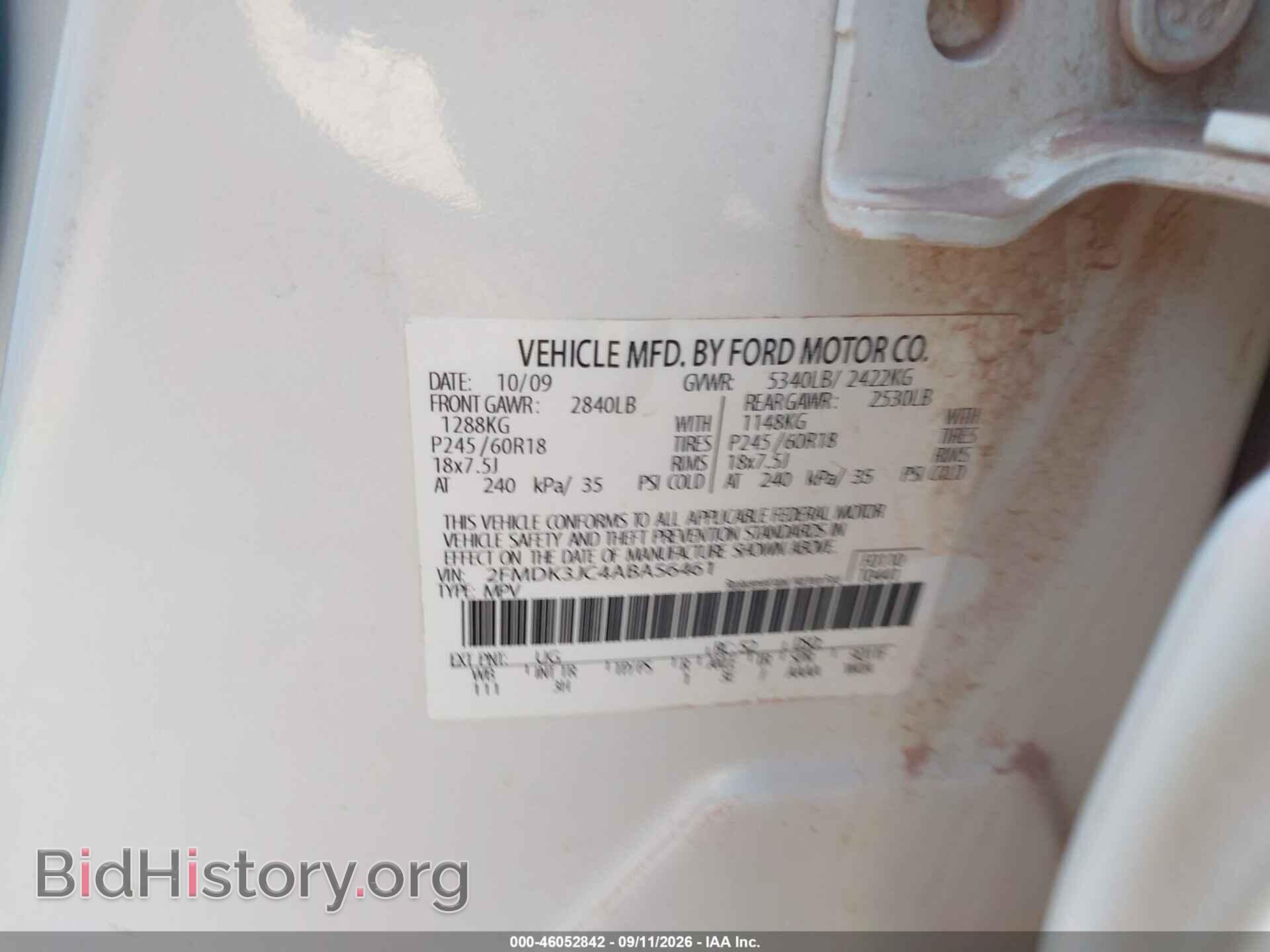 2010 FORD EDGE - VIN: 2FMDK3JC4ABA56461 - Фото 9