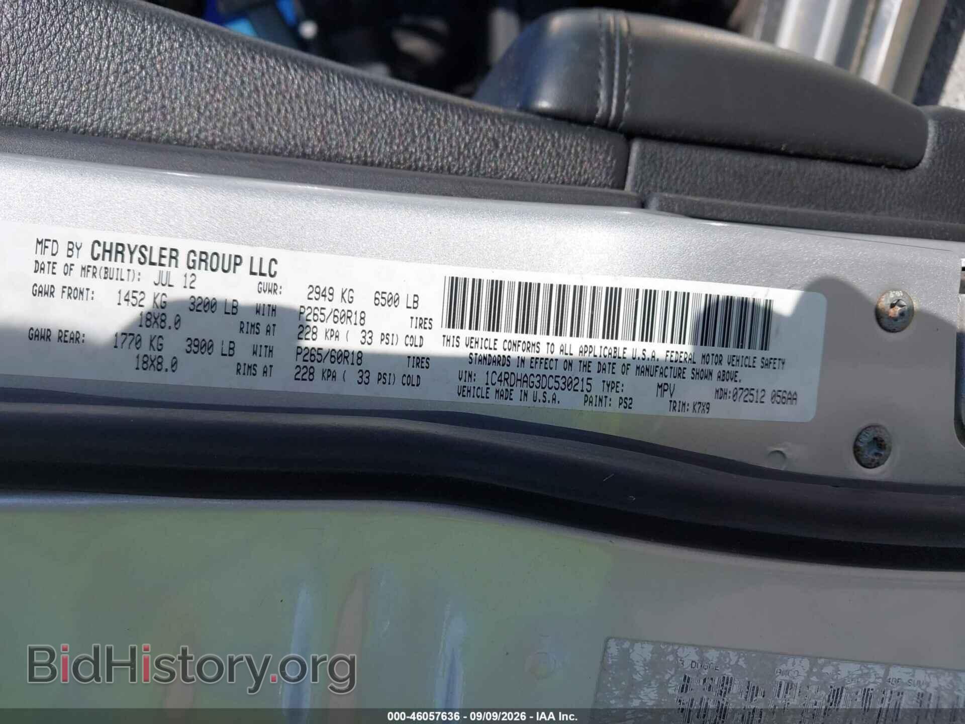 2013 DODGE DURANGO - VIN: 1C4RDHAG3DC530215 - Photo 9