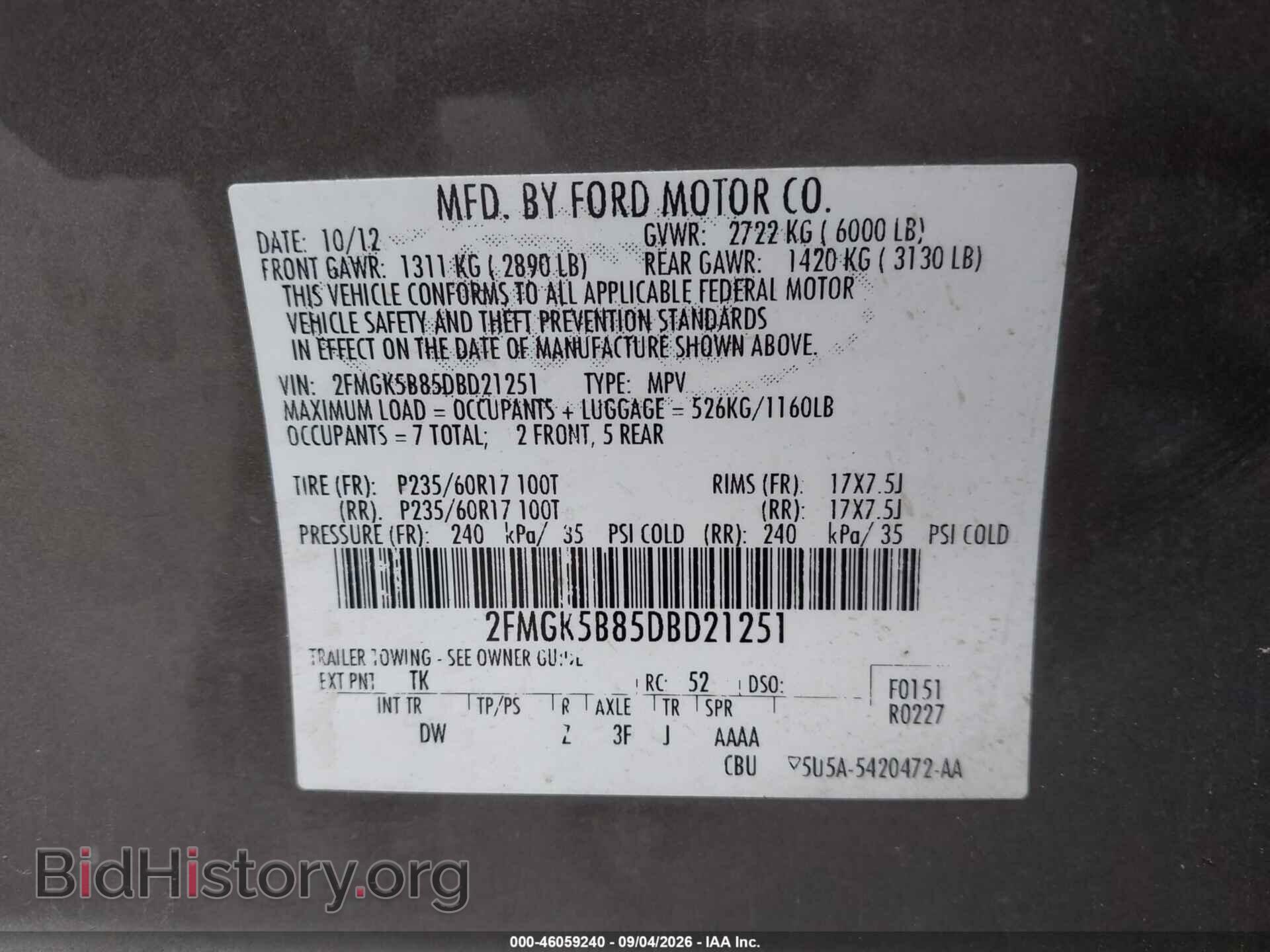 2013 FORD FLEX - VIN: 2FMGK5B85DBD21251 - Photo 9