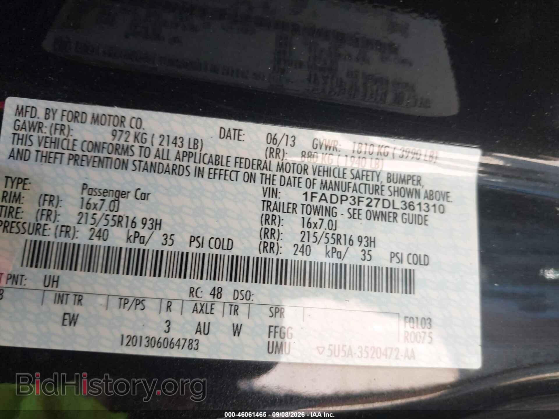 2013 FORD FOCUS - VIN: 1FADP3F27DL361310 - Фото 9