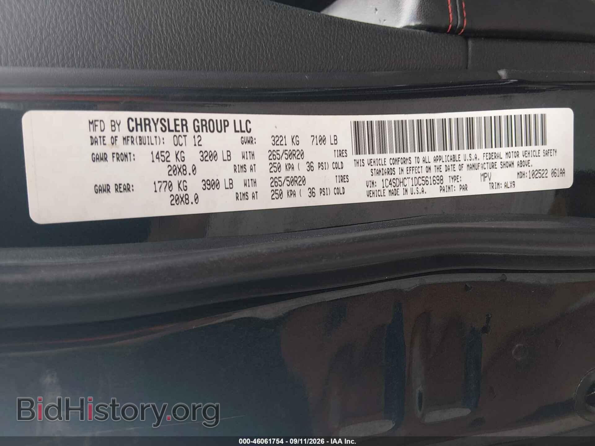 2013 DODGE DURANGO - VIN: 1C4SDHCT1DC561698 - Photo 9