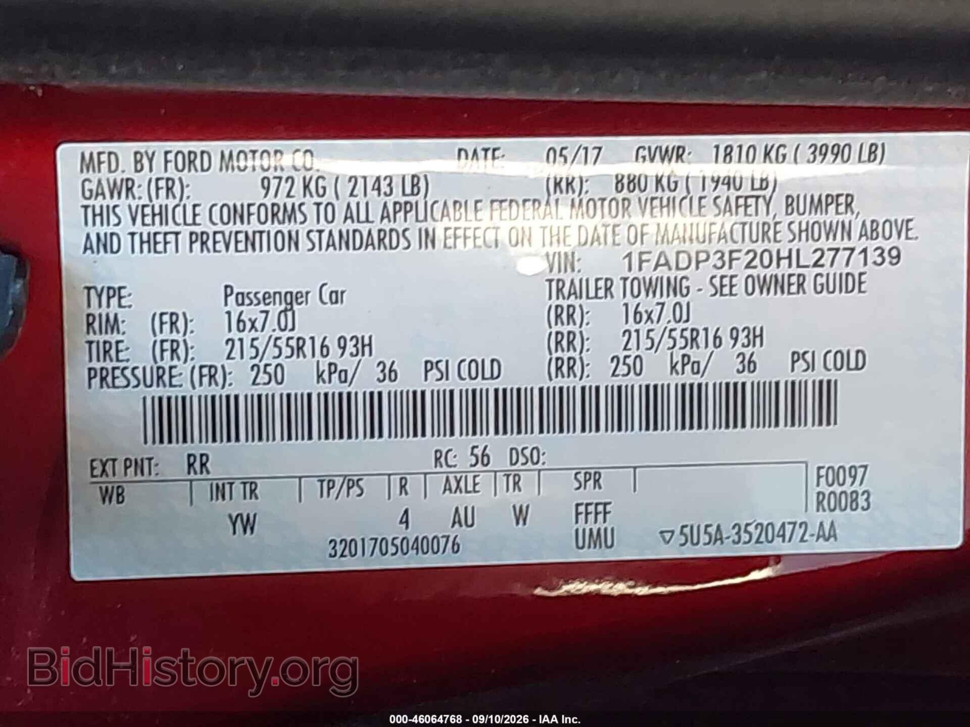2017 FORD FOCUS - VIN: 1FADP3F20HL277139 - Фото 9