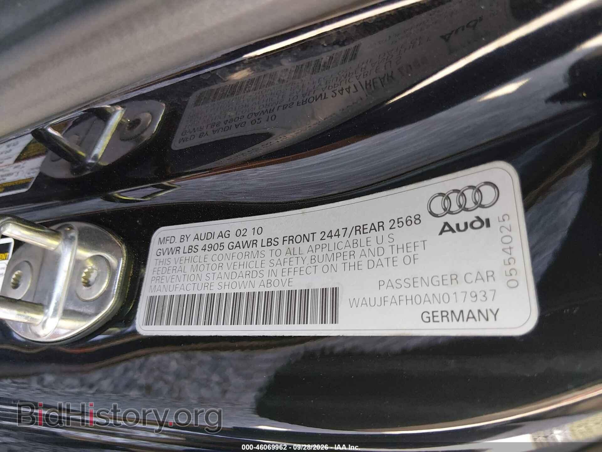 2010 AUDI A5 - VIN: WAUJFAFH0AN017937 - Фото 9