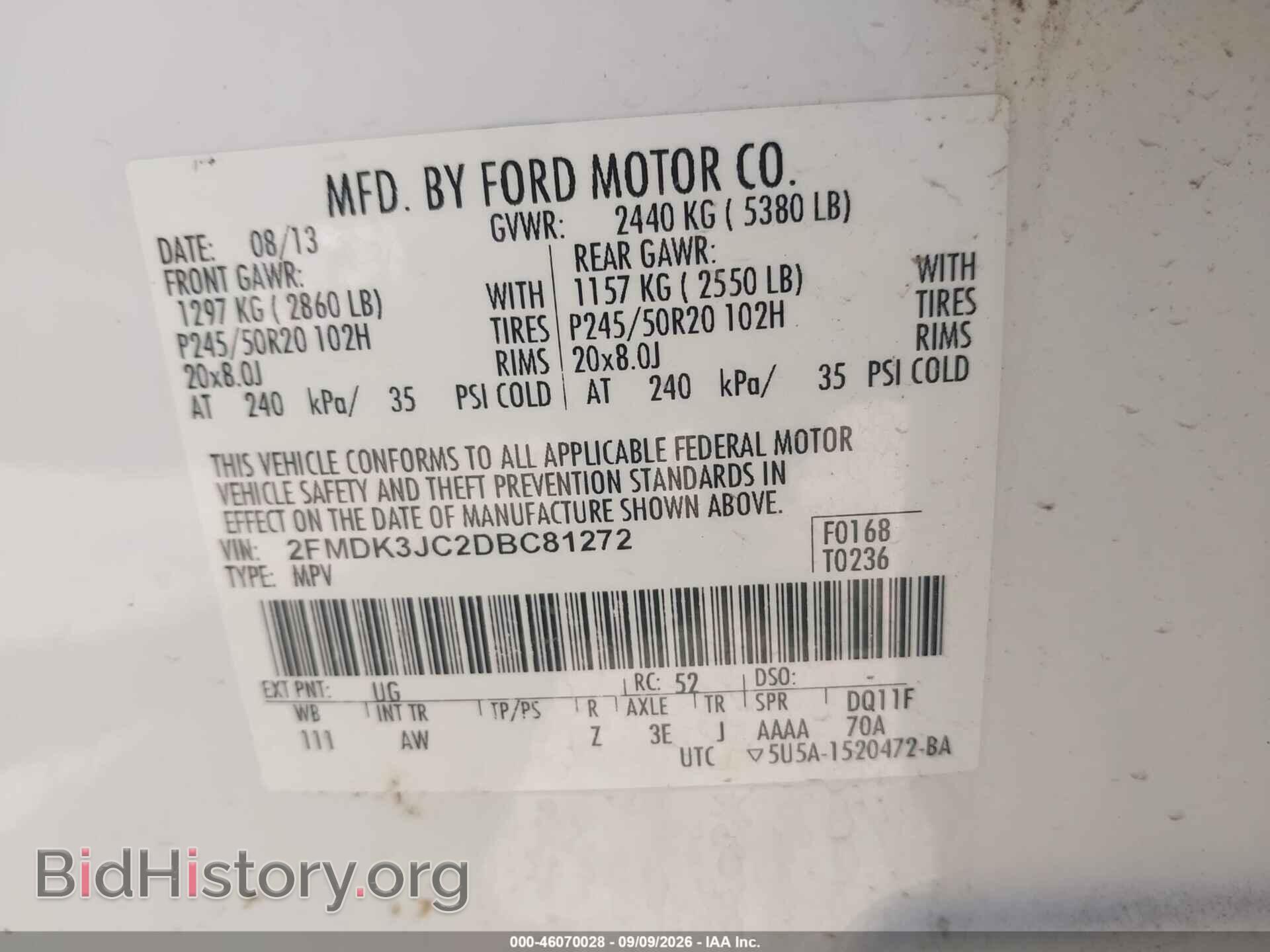 2013 FORD EDGE - VIN: 2FMDK3JC2DBC81272 - Photo 9