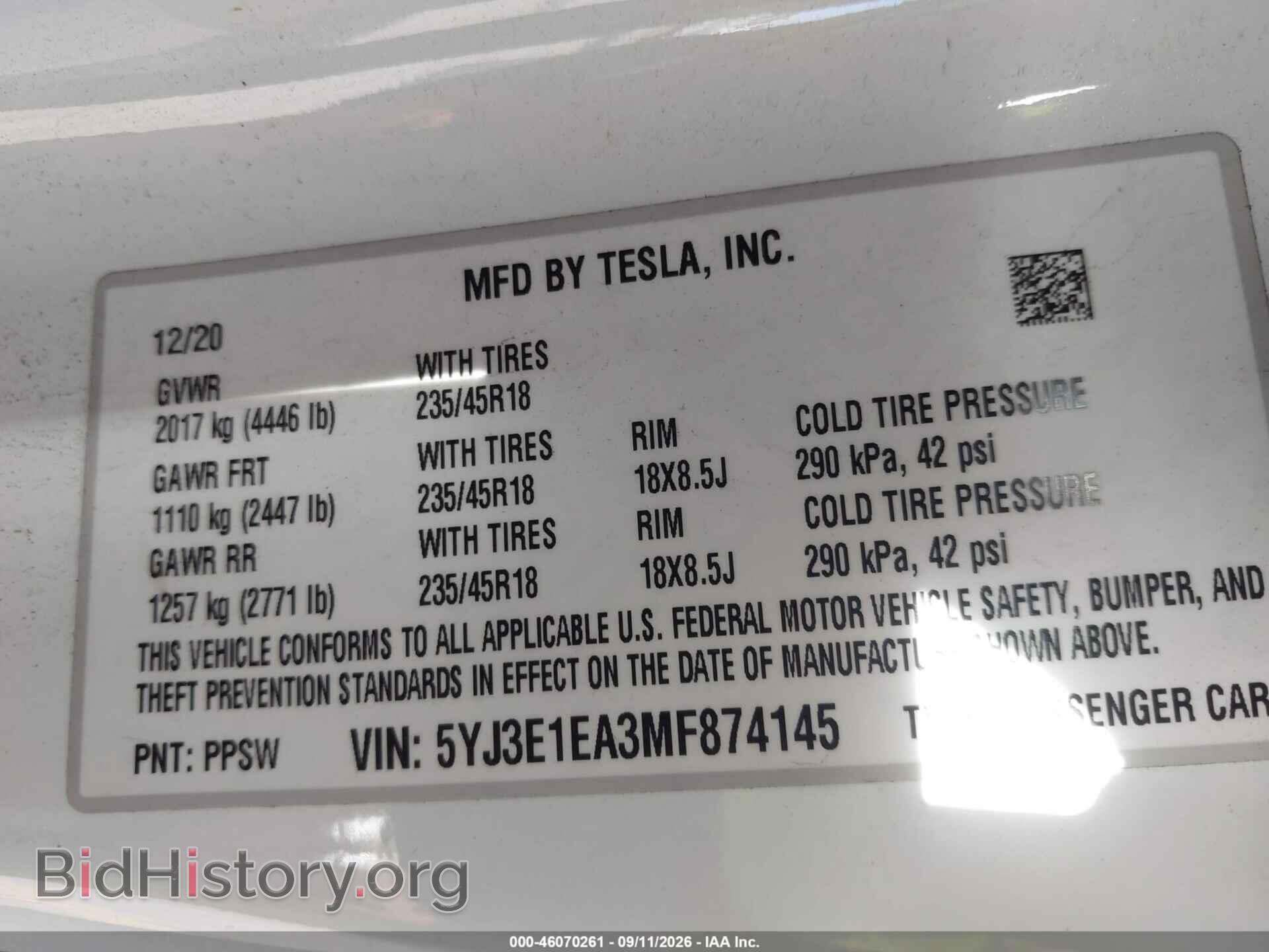 2021 TESLA MODEL 3 - VIN: 5YJ3E1EA3MF874145 - Photo 9