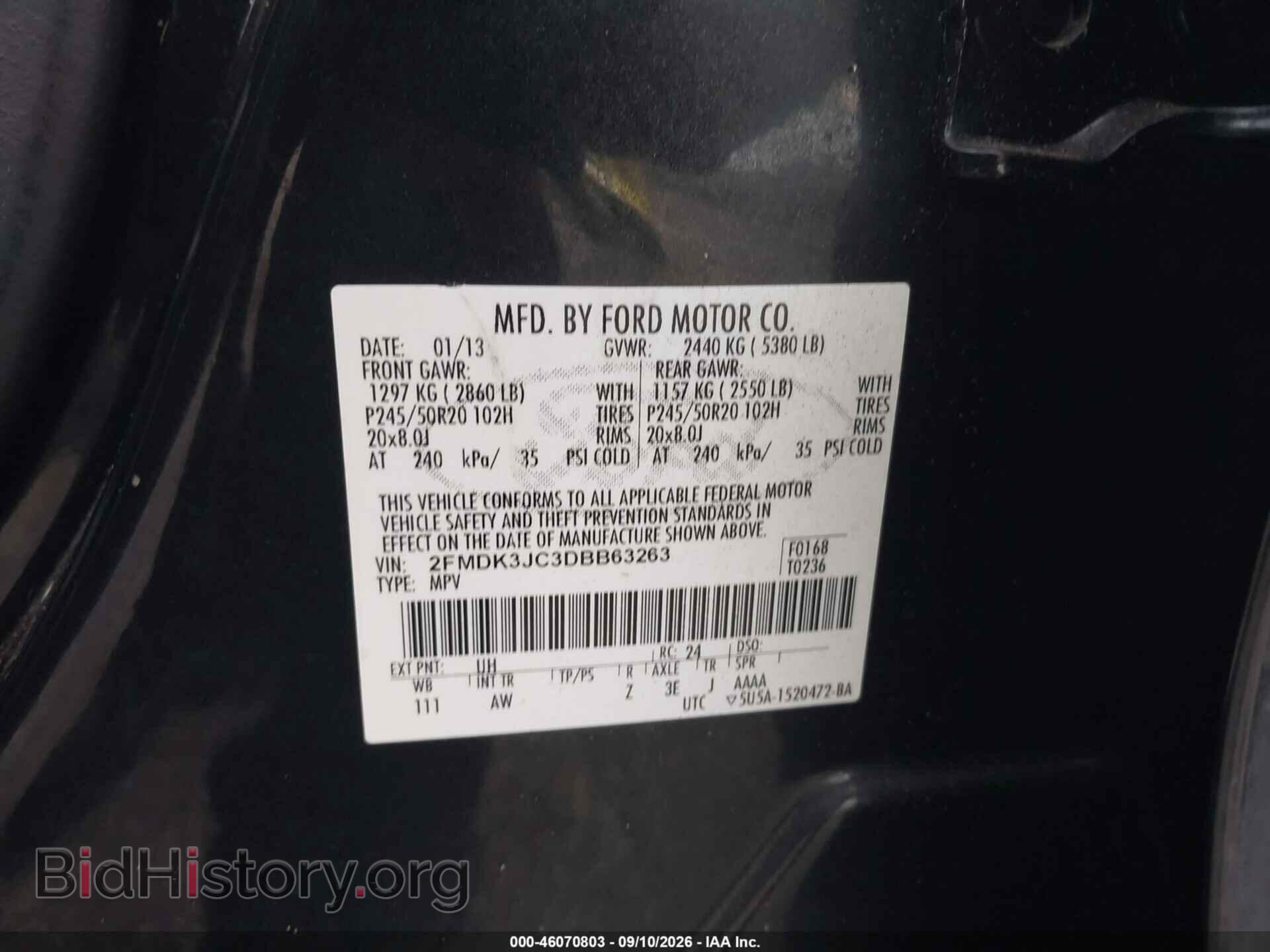 2013 FORD EDGE - VIN: 2FMDK3JC3DBB63263 - Photo 9