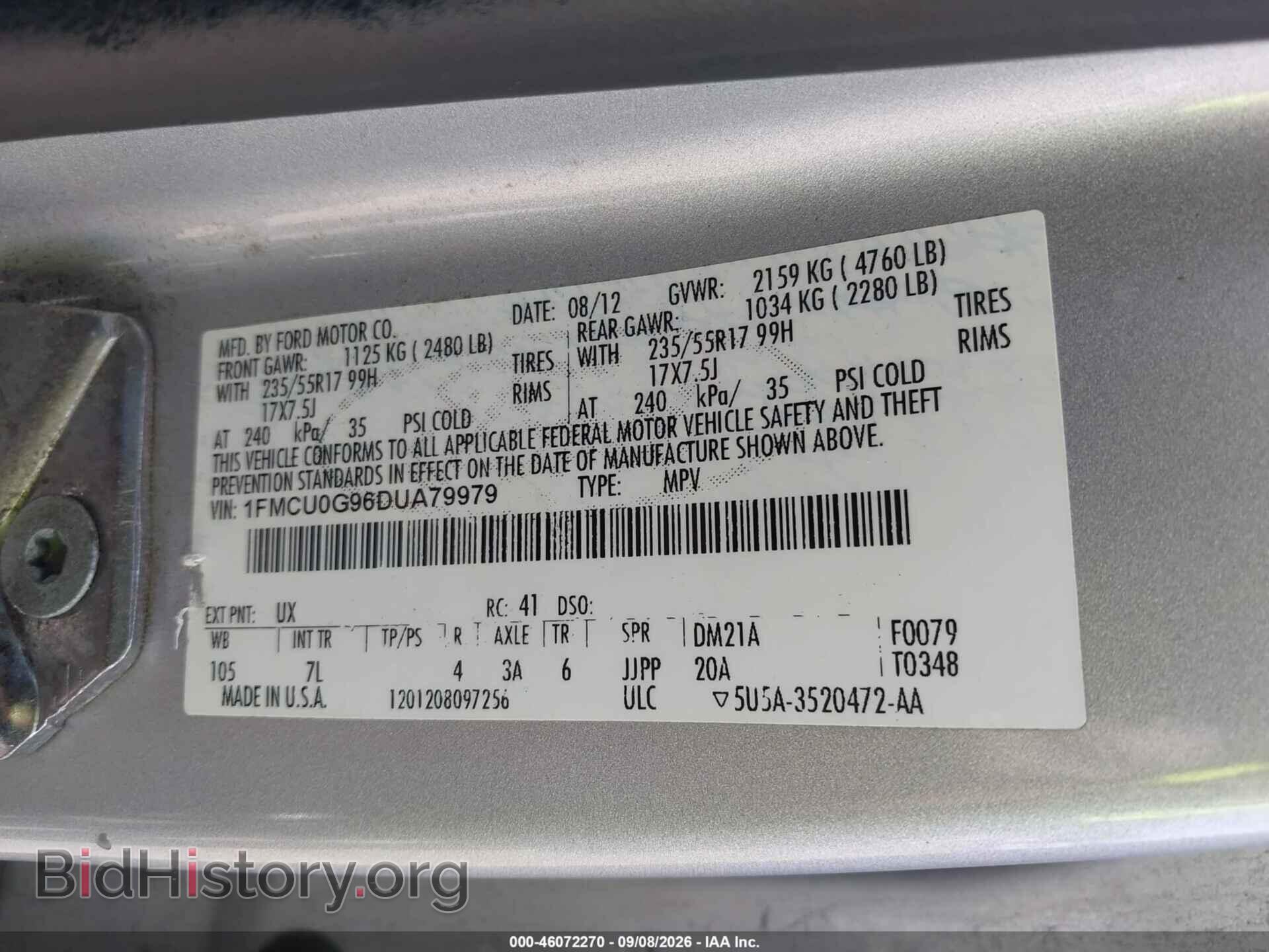 2013 FORD ESCAPE - VIN: 1FMCU0G96DUA79979 - Photo 9