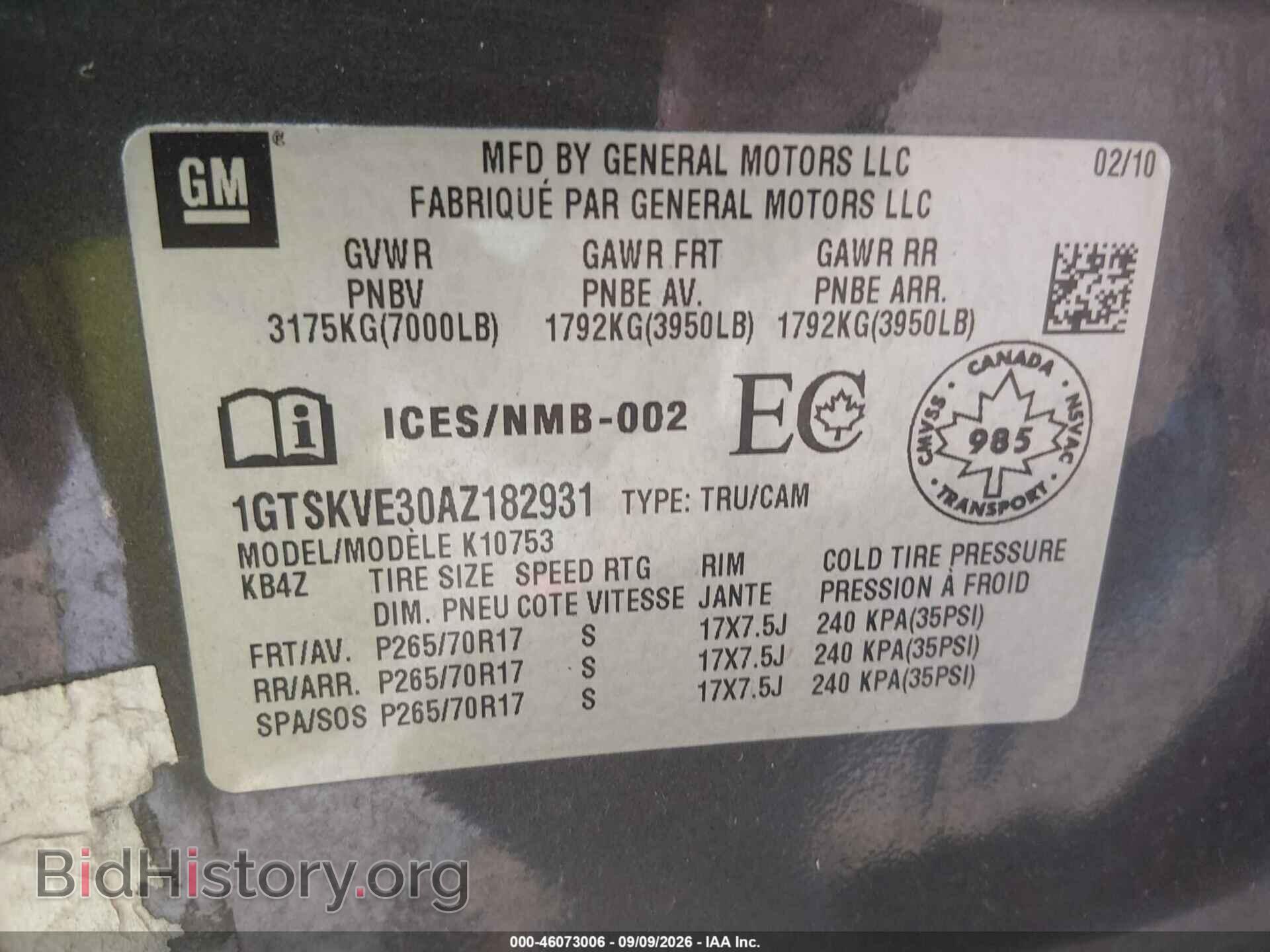 2010 GMC SIERRA 1500 - VIN: 1GTSKVE30AZ182931 - Photo 9