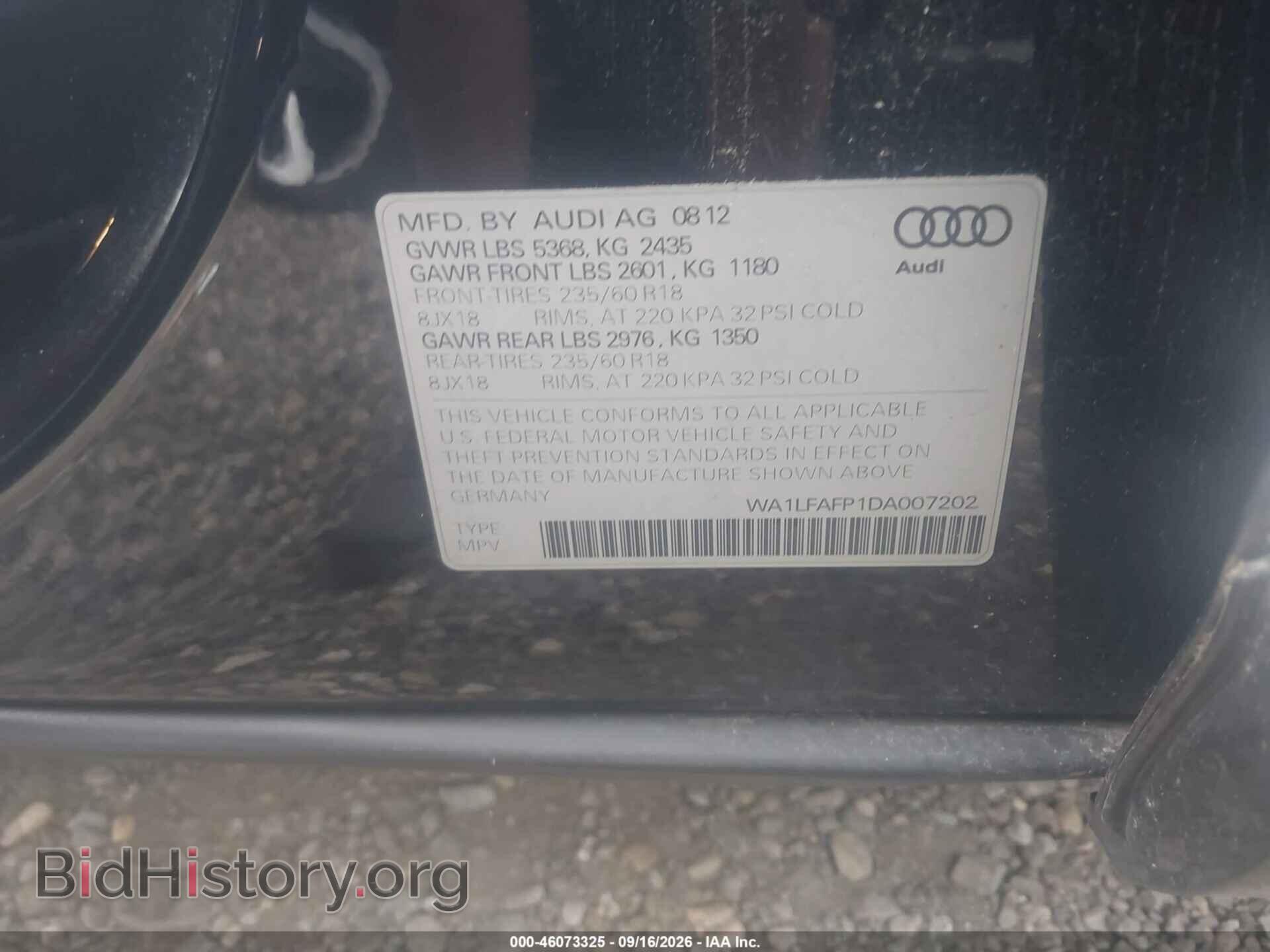 2013 AUDI Q5 - VIN: WA1LFAFP1DA007202 - Photo 9