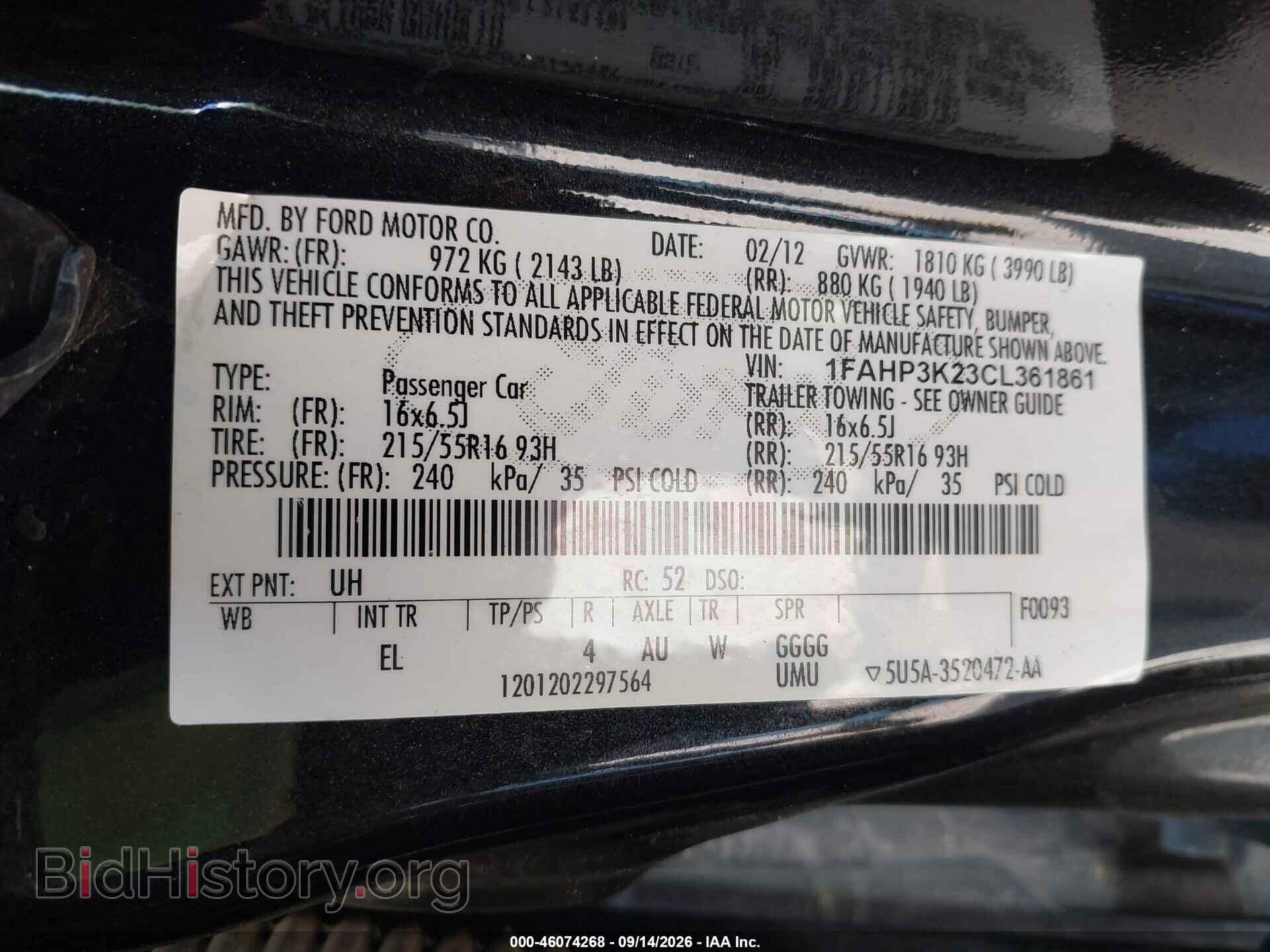 2012 FORD FOCUS - VIN: 1FAHP3K23CL361861 - Фото 9