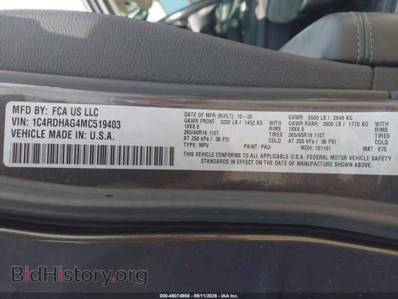 2021 Dodge DURANGO (VIN 1C4RDHAG4MC519403) — фото 9 из 15