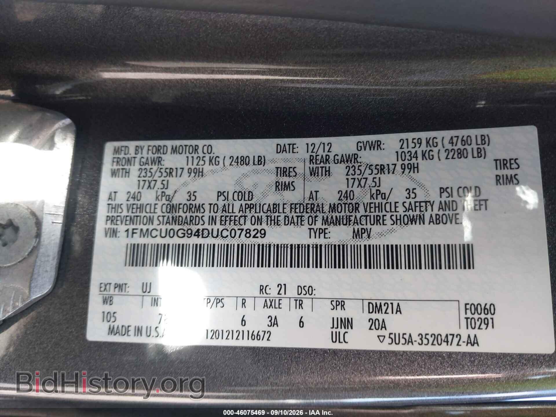 2013 FORD ESCAPE - VIN: 1FMCU0G94DUC07829 - Photo 9