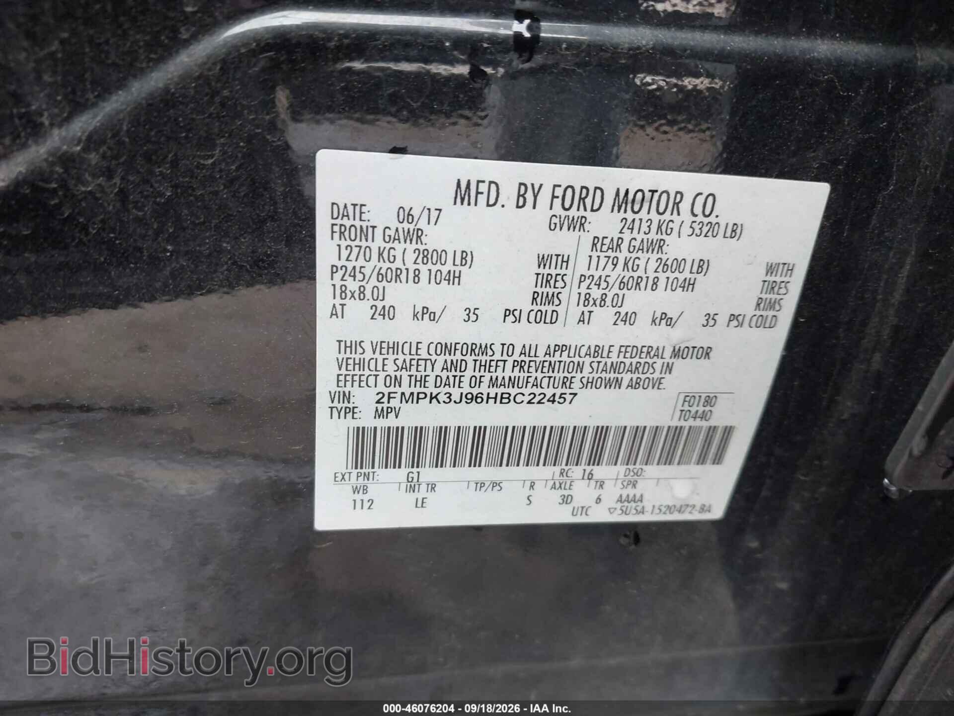 2017 FORD EDGE - VIN: 2FMPK3J96HBC22457 - Photo 9