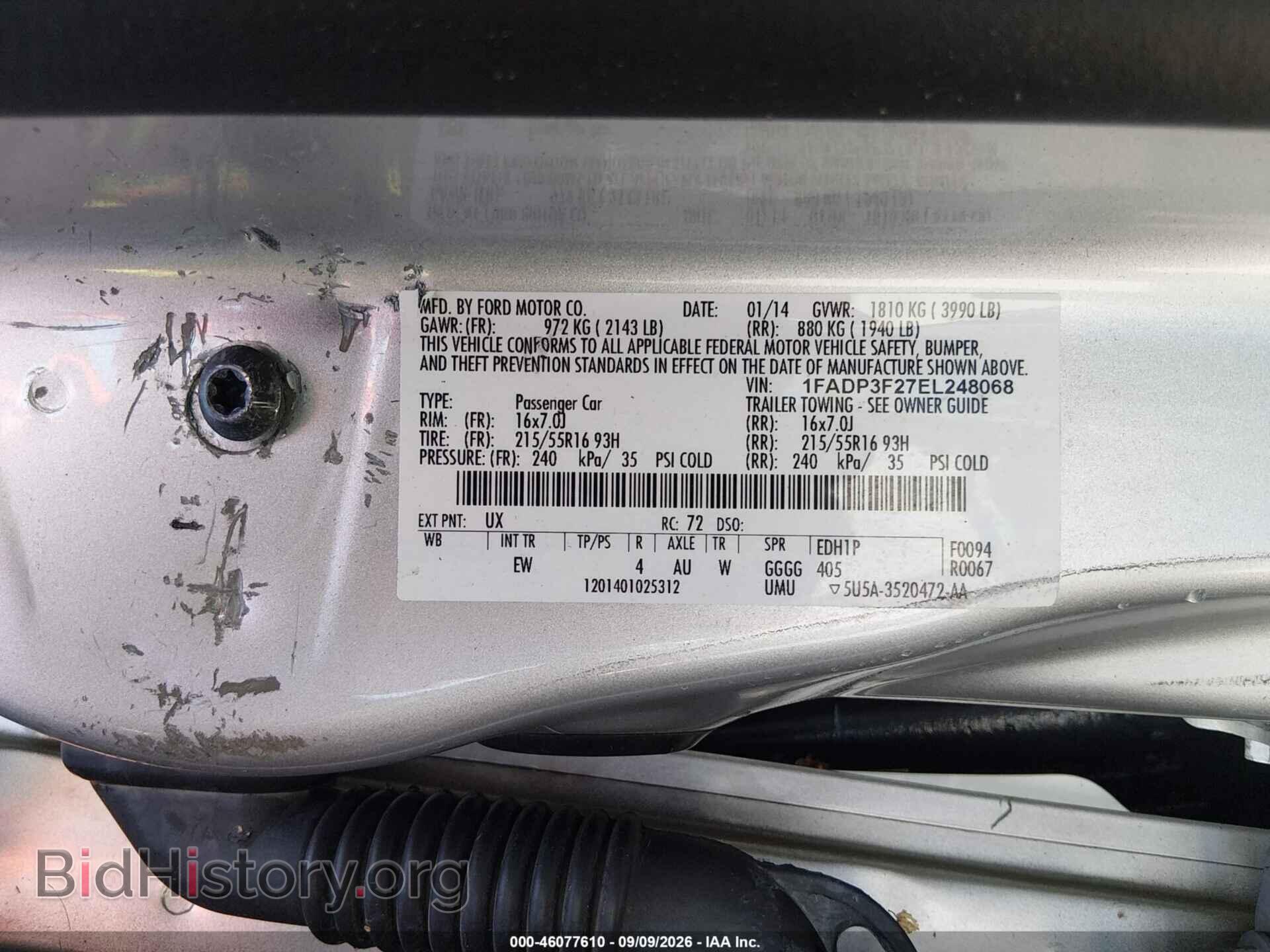 2014 FORD FOCUS - VIN: 1FADP3F27EL248068 - Фото 9