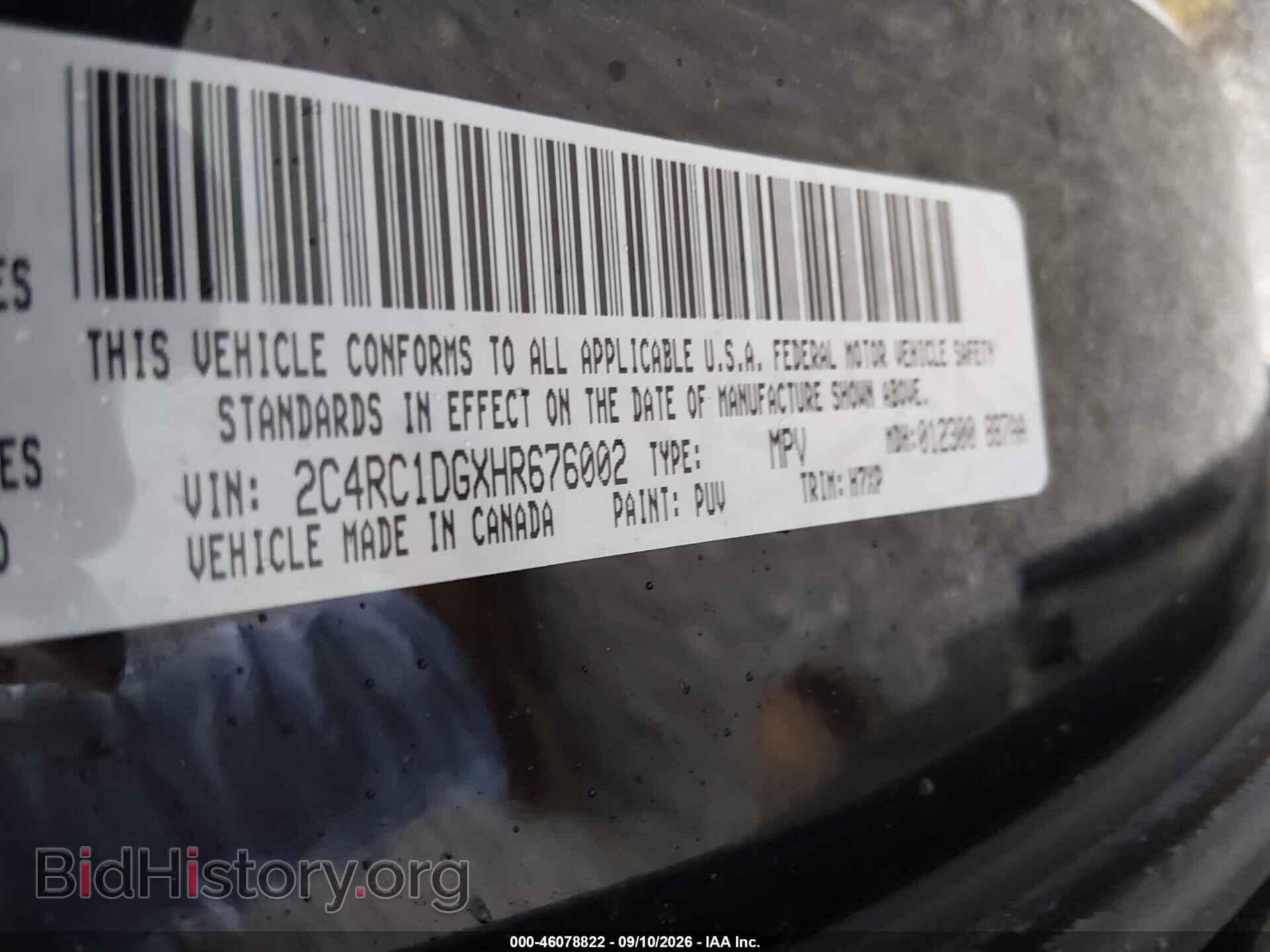 2017 CHRYSLER PACIFICA - VIN: 2C4RC1DGXHR676002 - Photo 9