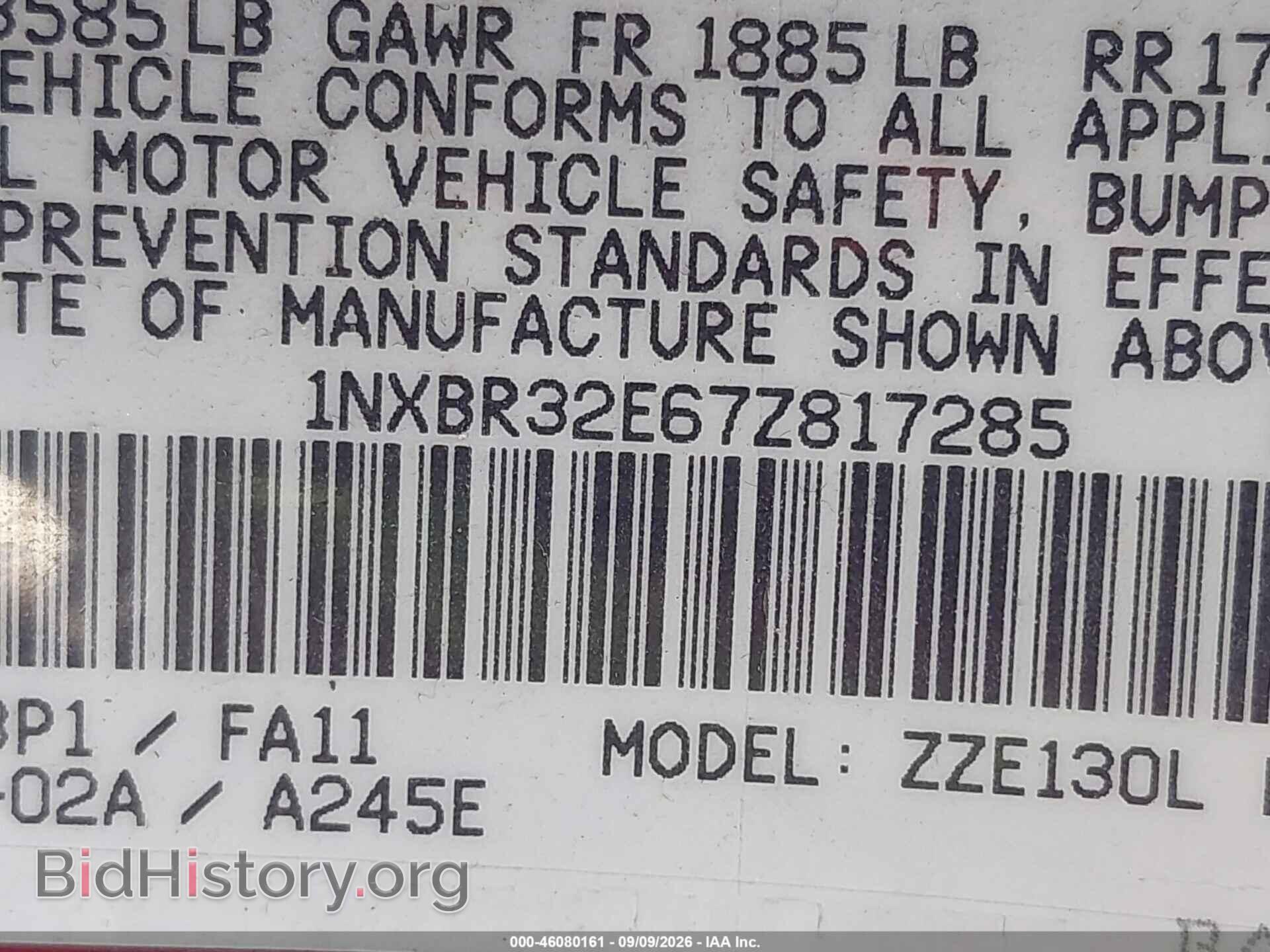 2007 TOYOTA COROLLA - VIN: 1NXBR32E67Z817285 - Фото 9