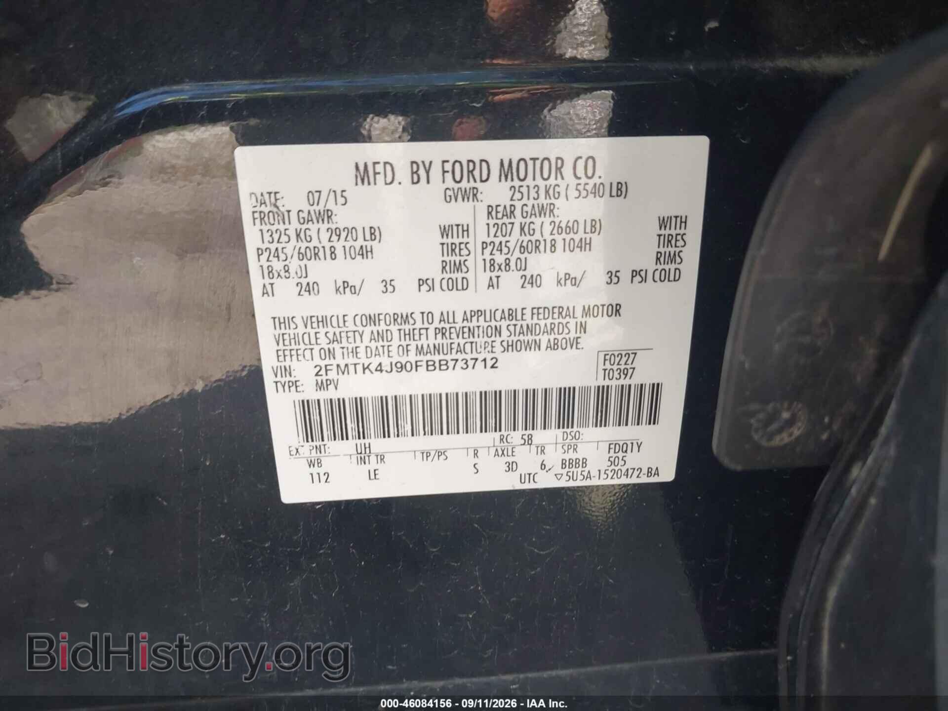 2015 FORD EDGE - VIN: 2FMTK4J90FBB73712 - Photo 9