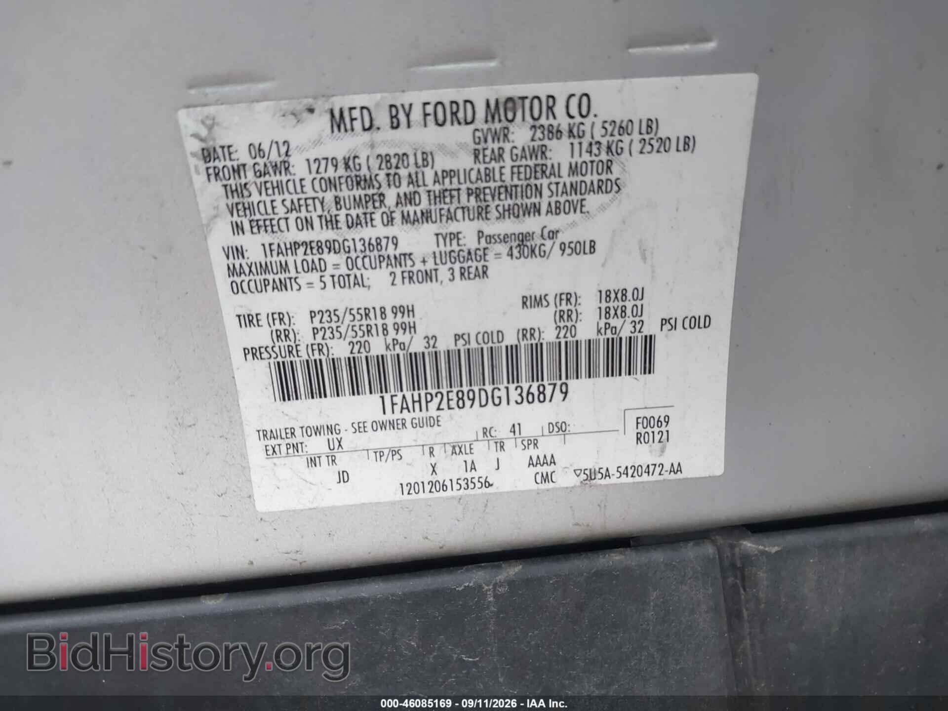 2013 FORD TAURUS - VIN: 1FAHP2E89DG136879 - Photo 9