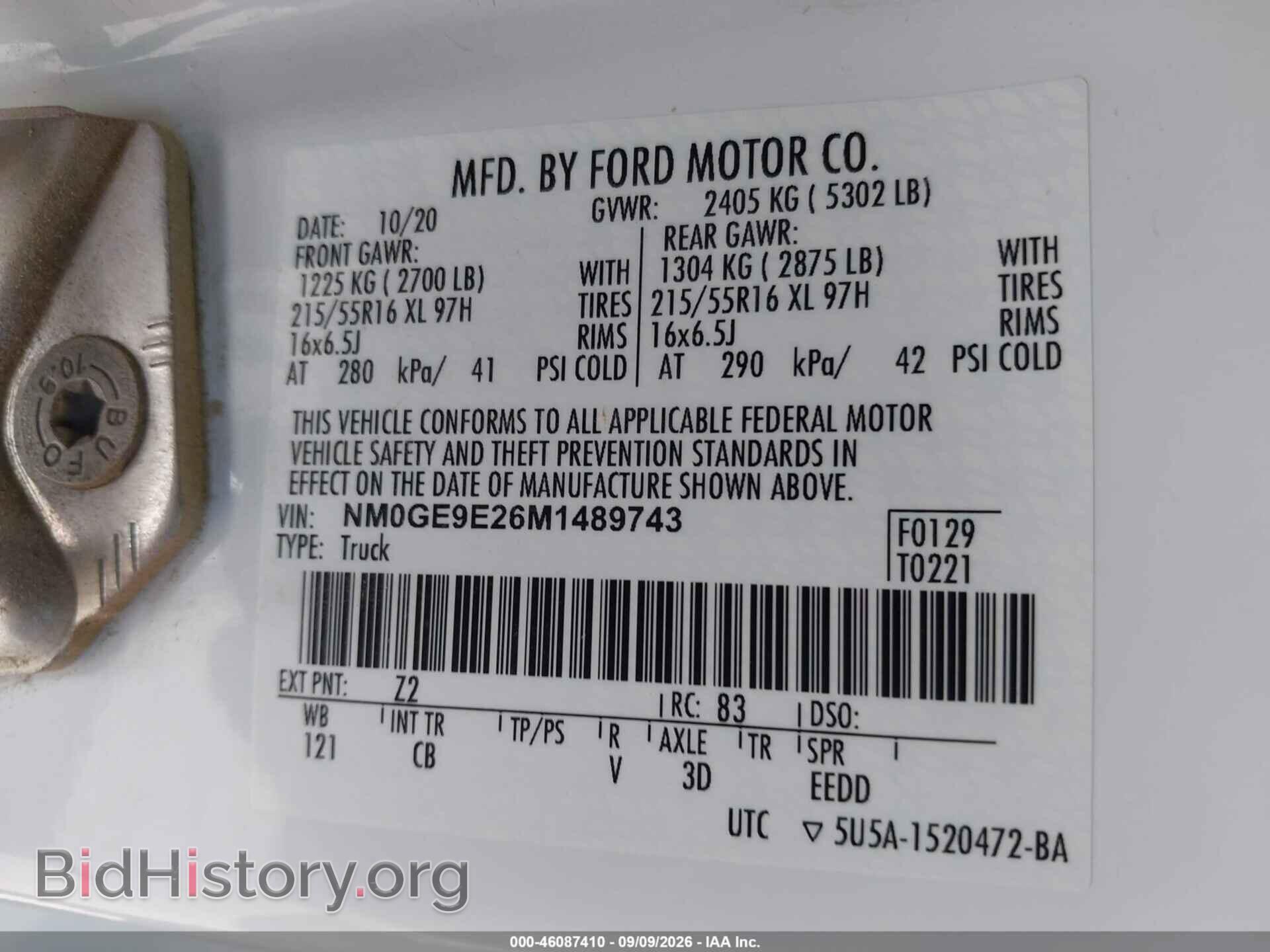2021 FORD TRANSIT CONNECT - VIN: NM0GE9E26M1489743 - Photo 9