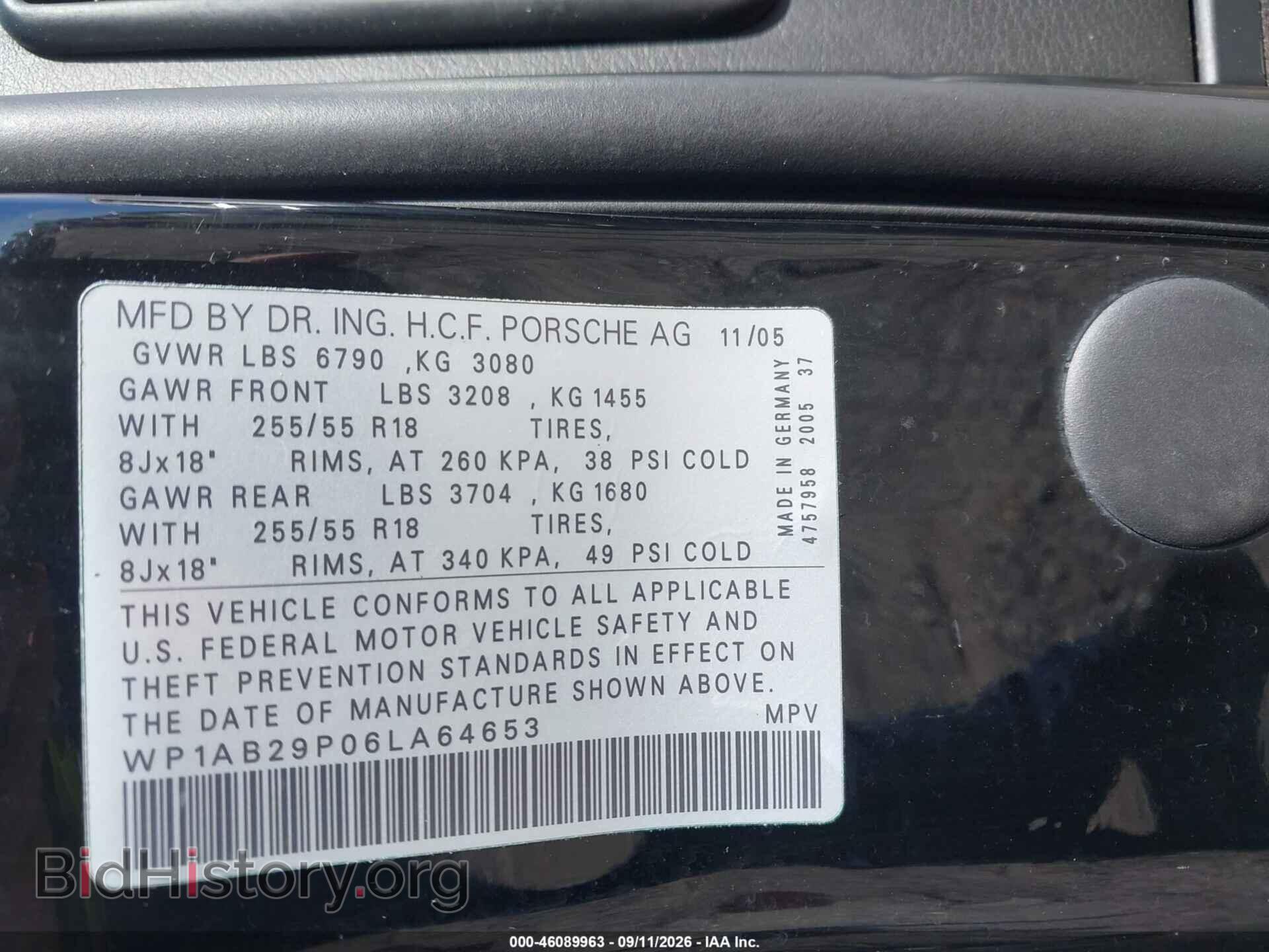2006 PORSCHE CAYENNE - VIN: WP1AB29P06LA64653 - Photo 9