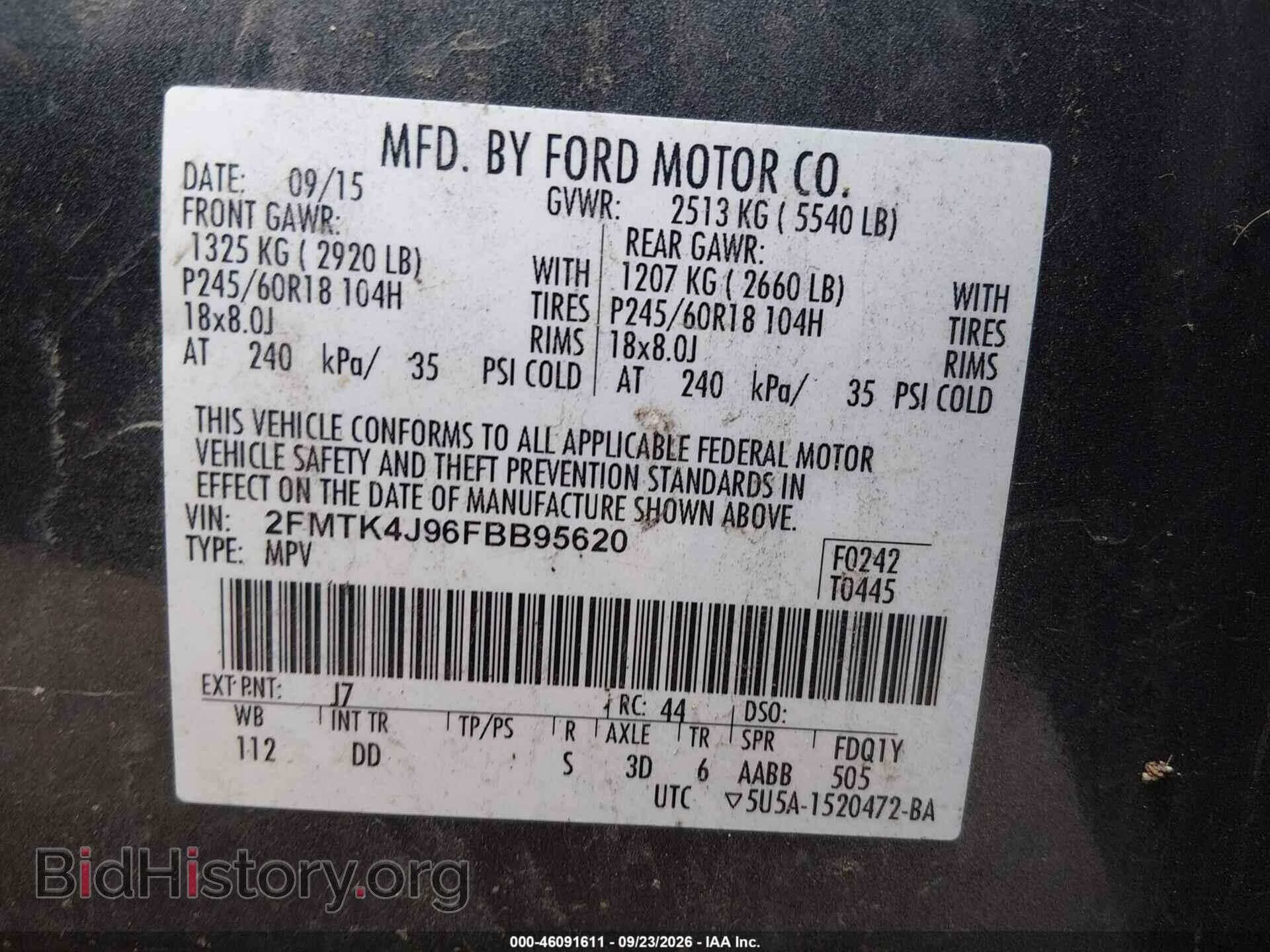 2015 FORD EDGE - VIN: 2FMTK4J96FBB95620 - Photo 9