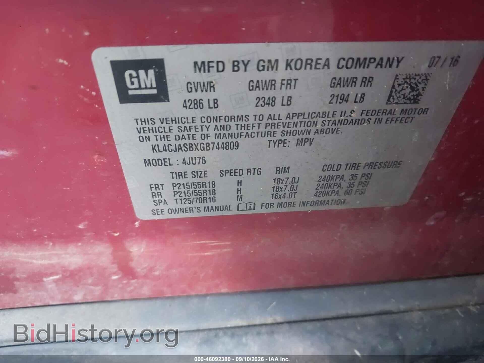 2016 BUICK ENCORE - VIN: KL4CJASBXGB744809 - Photo 9
