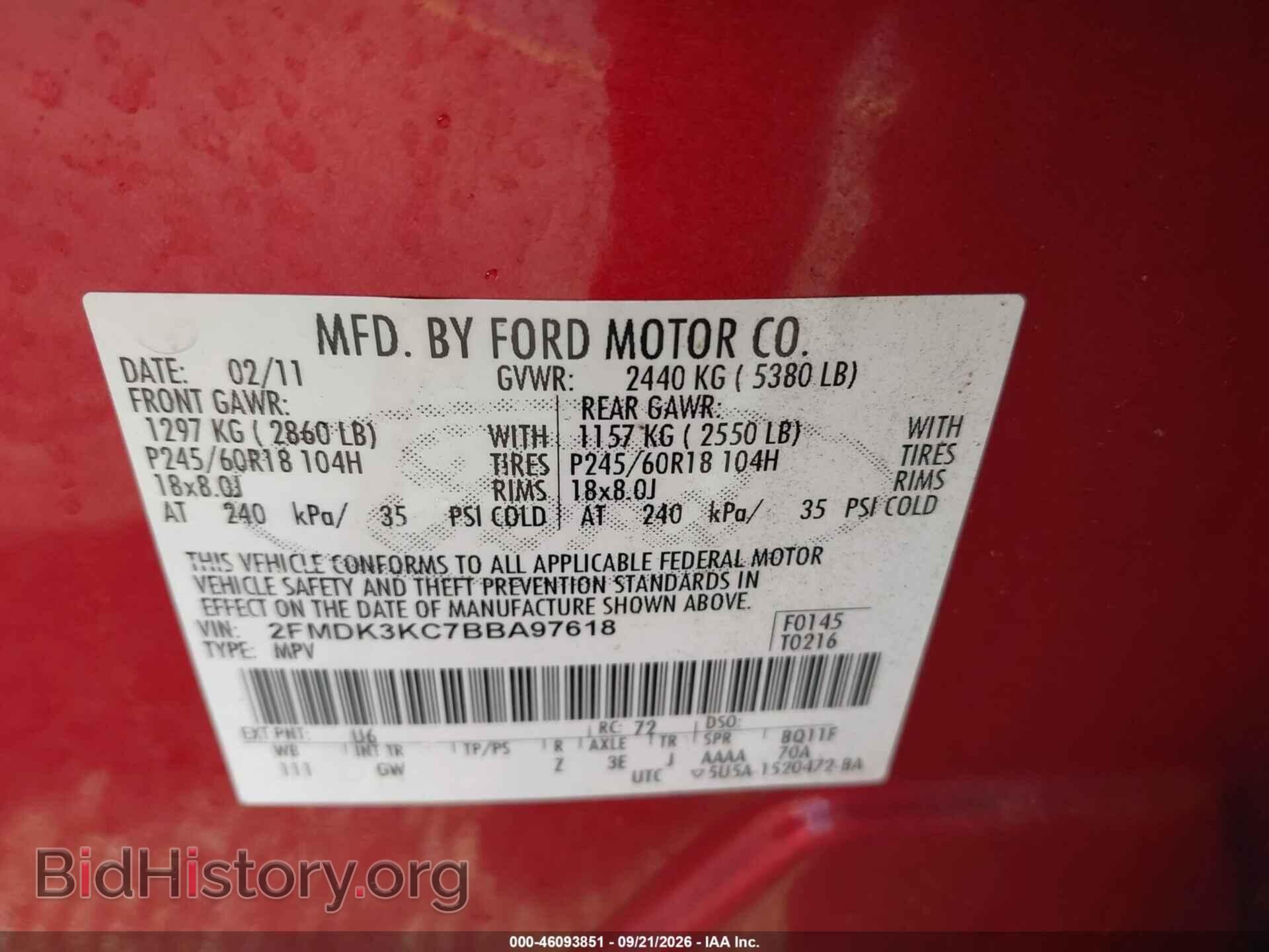 2011 FORD EDGE - VIN: 2FMDK3KC7BBA97618 - Photo 9